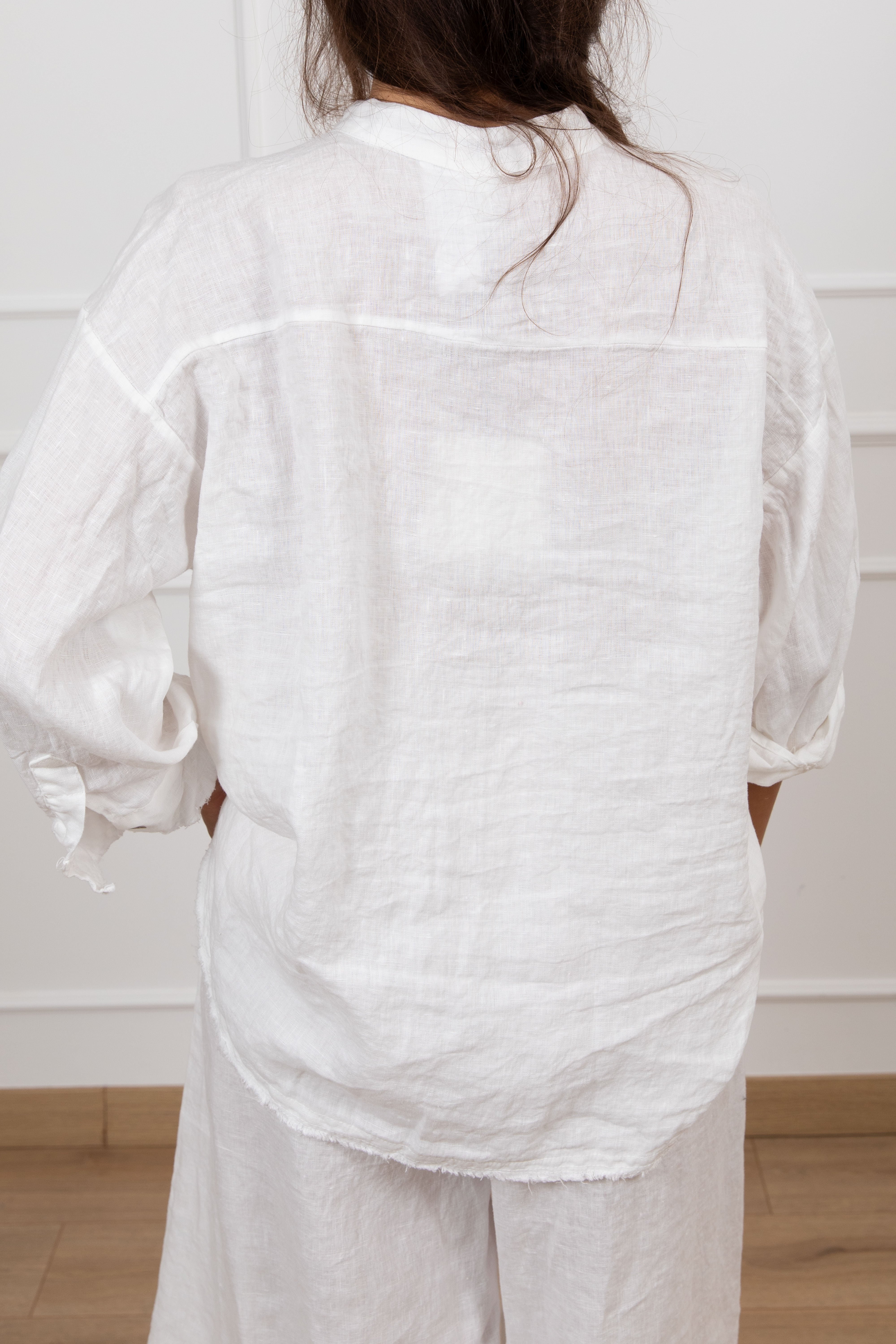 Camicia 100% lino con collo alla coreana Tensione IN