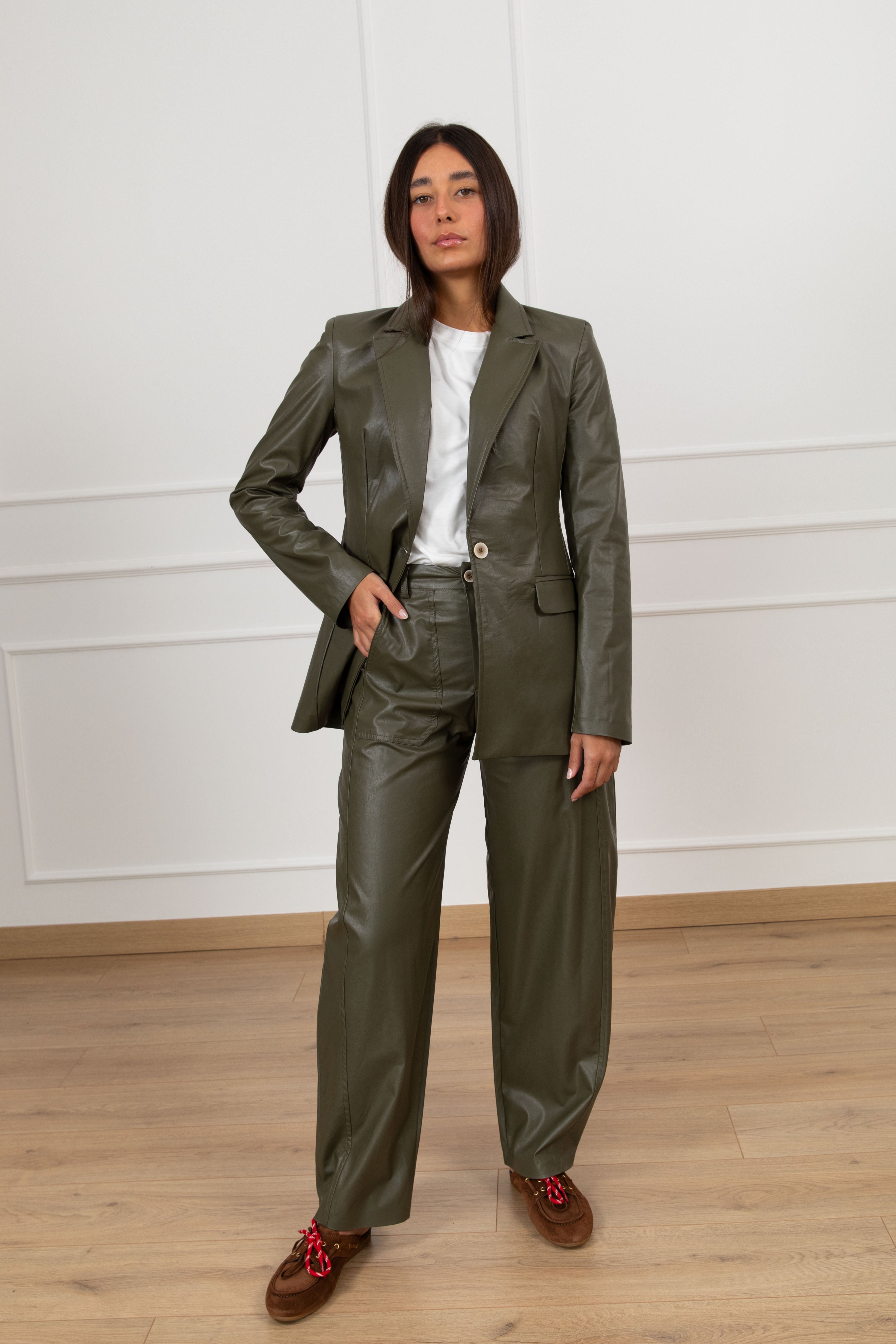 Pantalone balloon-fit in eco-pelle Susy Mix