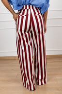 Pantalone gamba dritta a righe con elastico sul retro Tensione IN