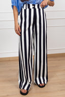 Pantalone gamba dritta a righe con elastico sul retro Tensione IN