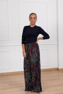 Pantalone stampa tropical con banda laterale Haveone
