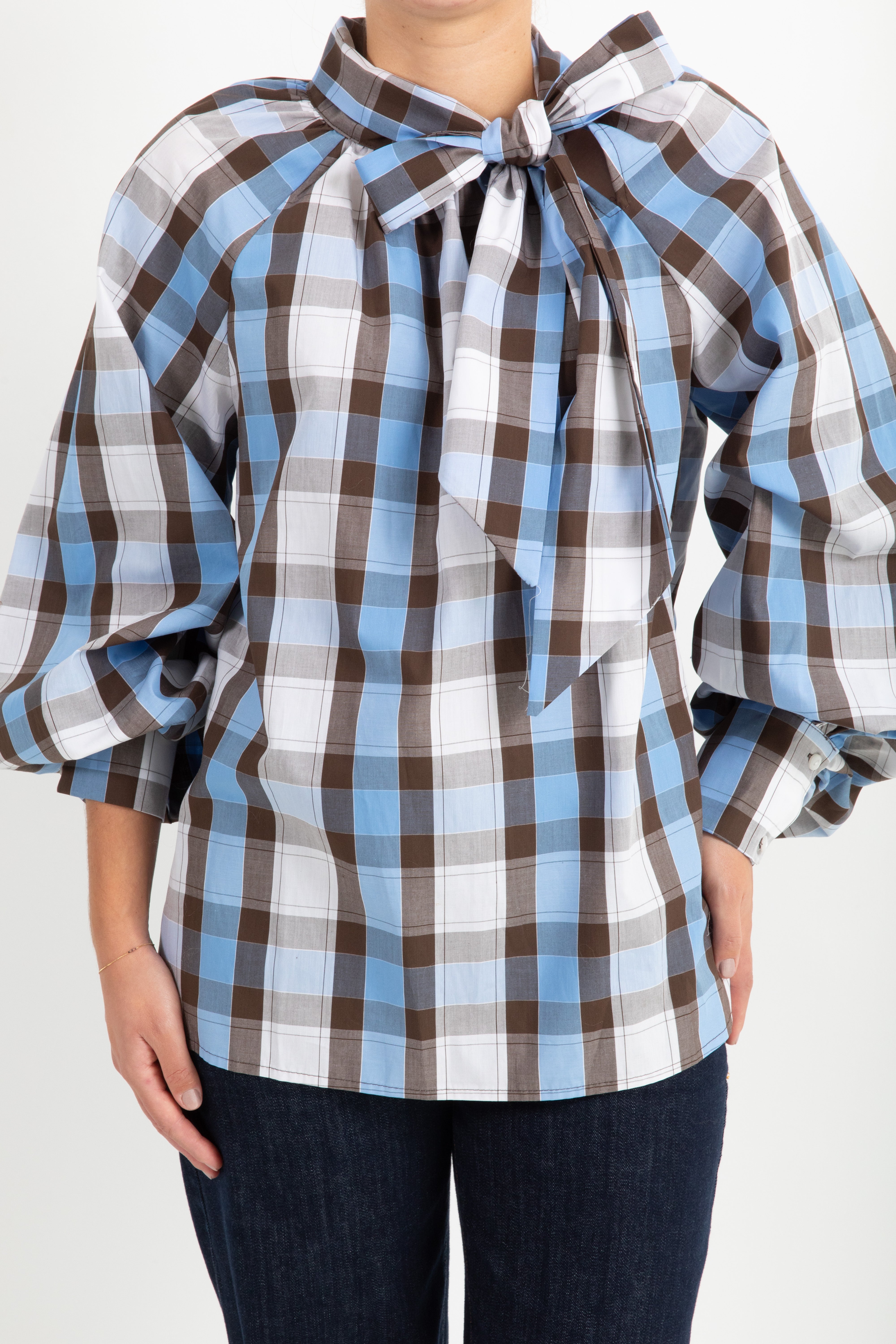 Blusa check con fiocco Tensione IN