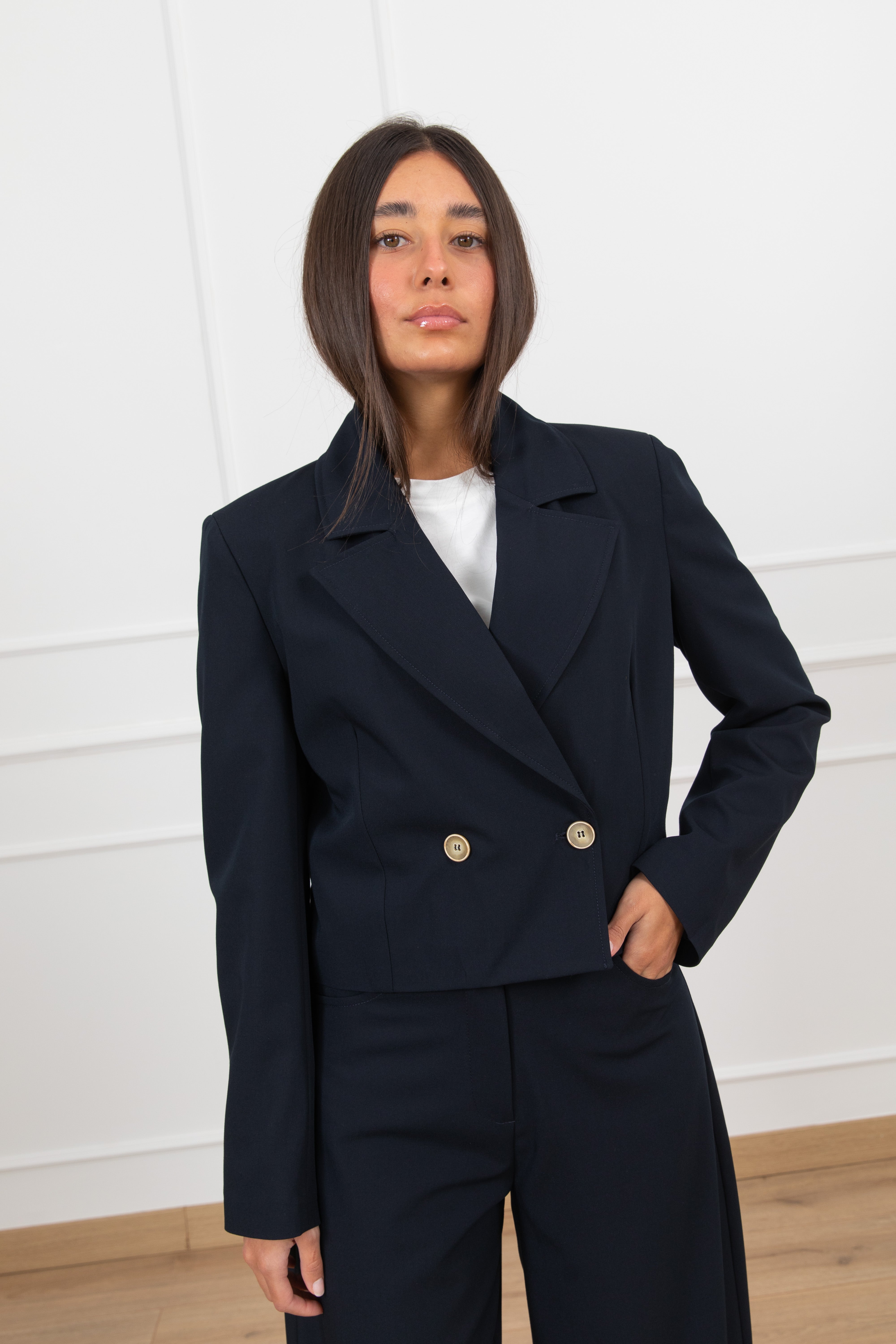 Giacca cropped 2 bottoni in poli-viscosa Tensione IN