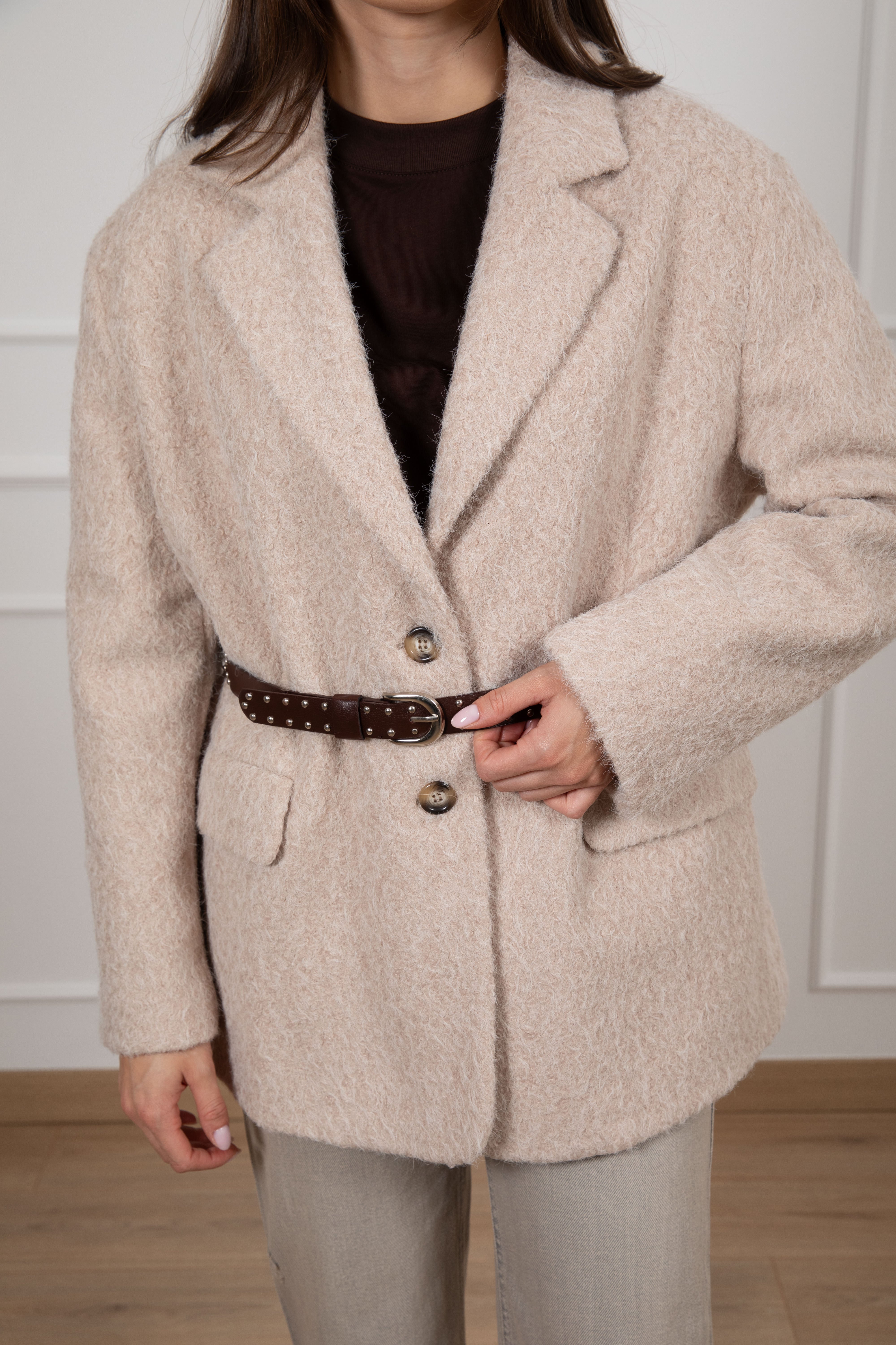 Giacca-cappotto bouclé con cintura ViCOLO