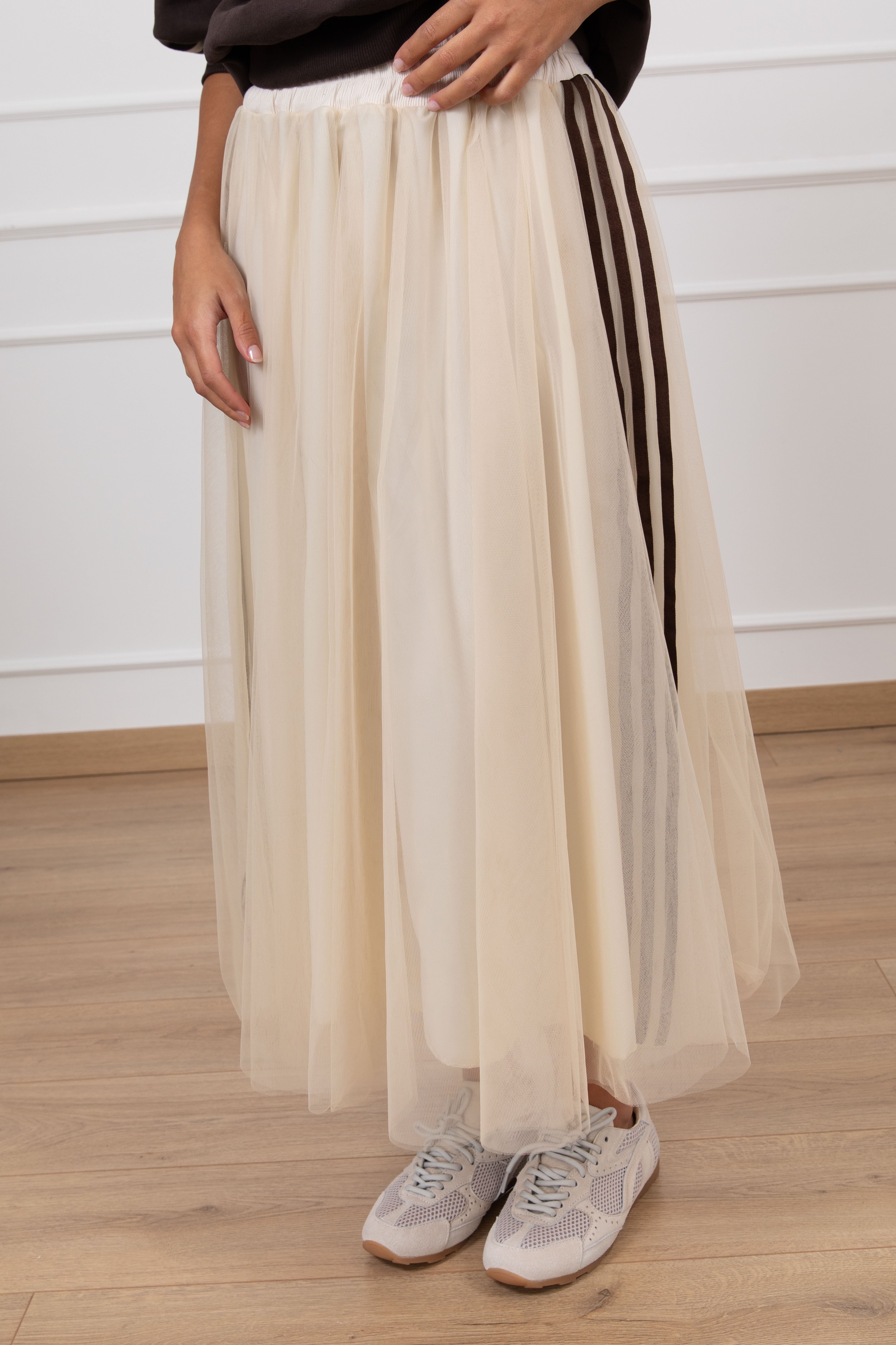 Gonna in tulle con bande laterali Motel