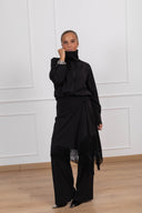 Pantalone con inserto scialle frange variante nero Tensione IN