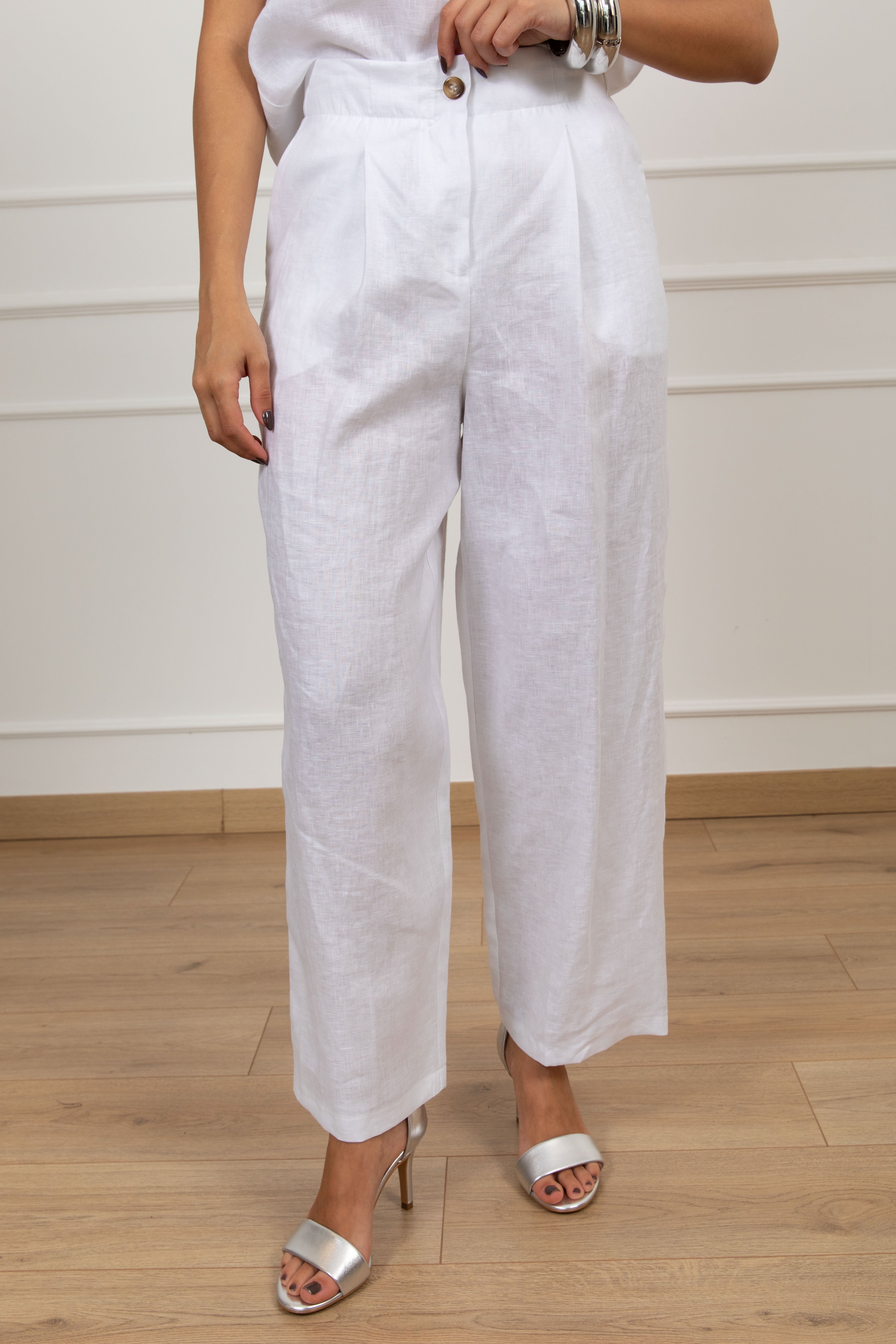 Pantalone 100% lino con pinces Tensione IN