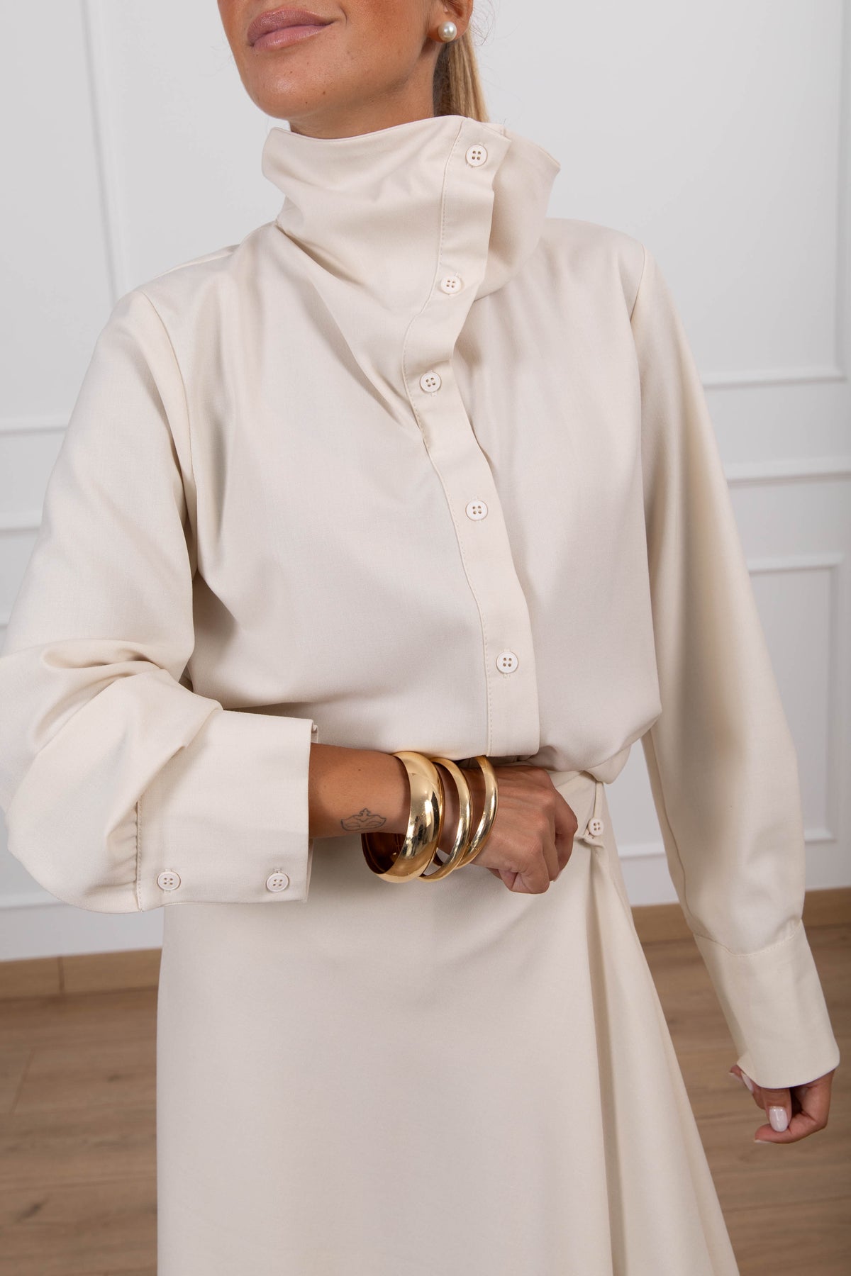 Camicia con collo ad anello variante panna Tensione IN