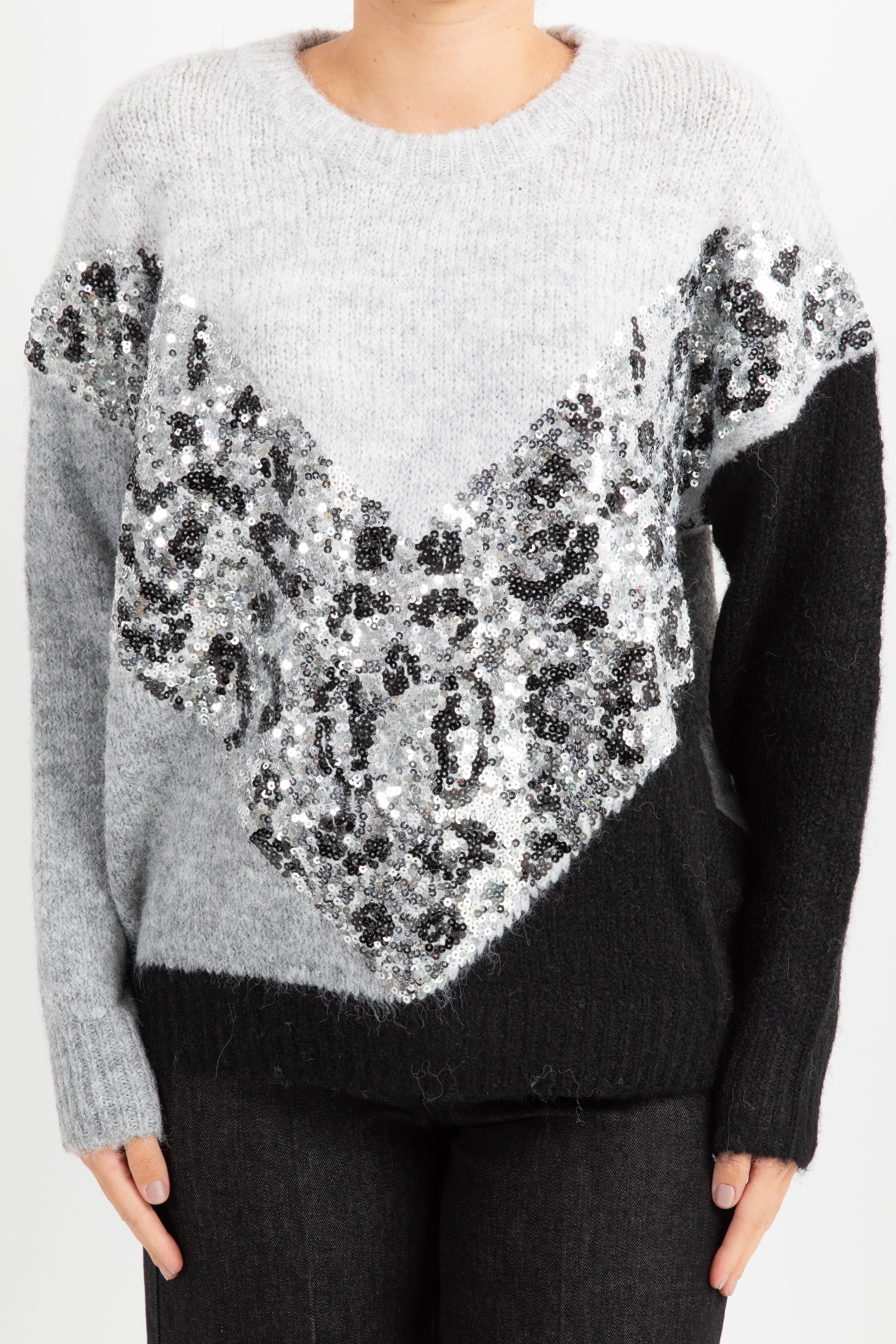 Pull bi-color con paillettes DIXIE