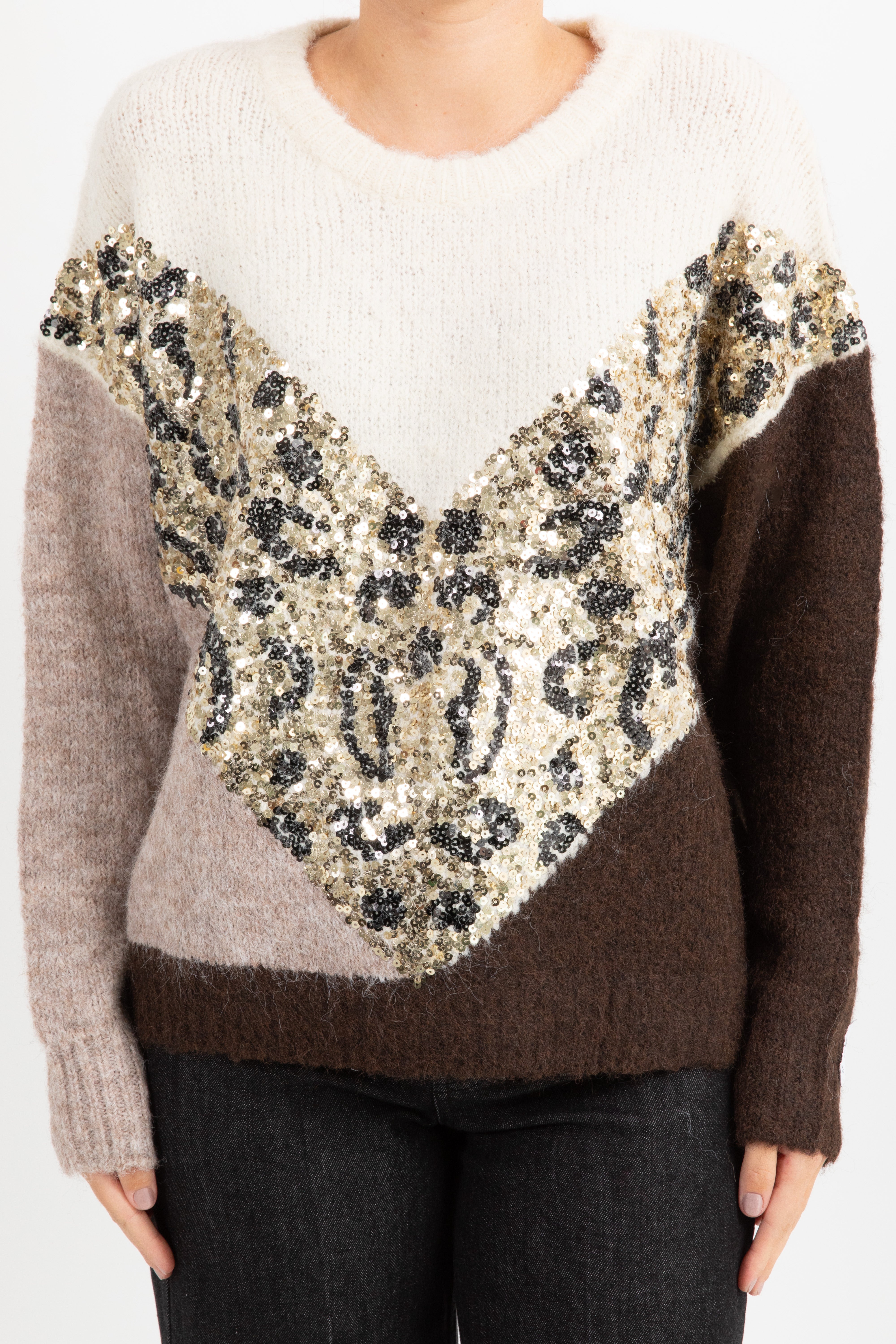 Pull bi-color con paillettes DIXIE