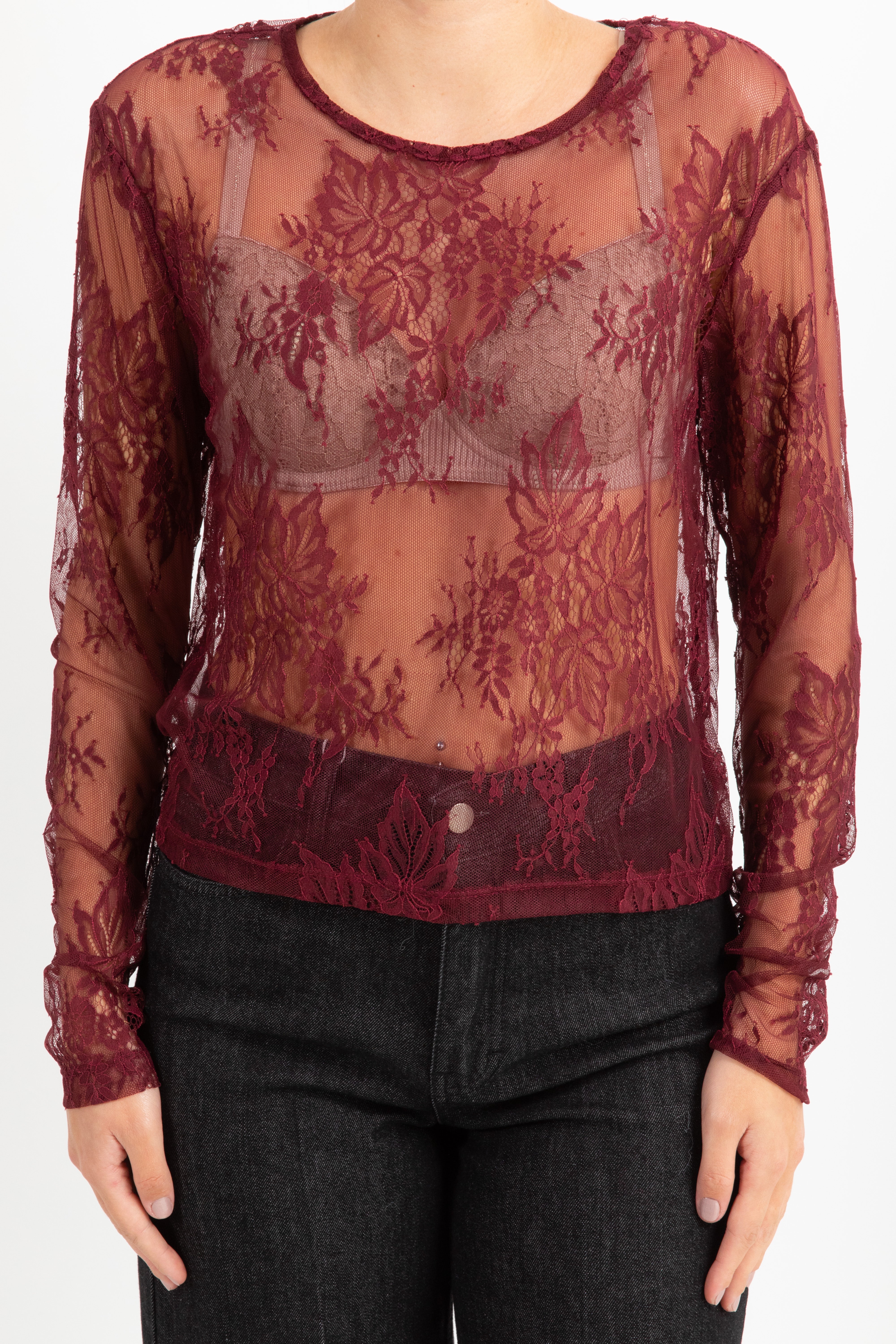 Blusa in pizzo girocollo DIXIE