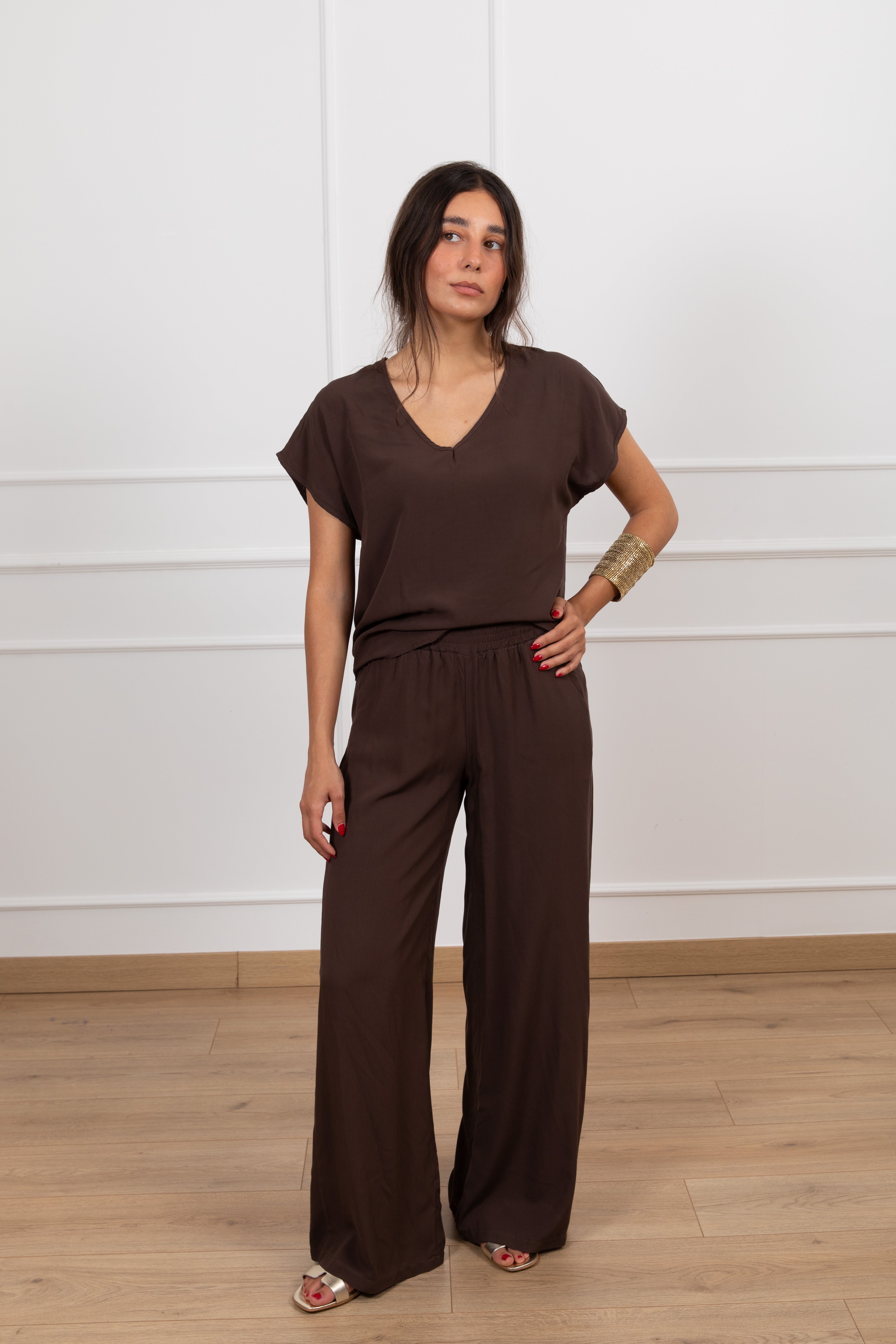 Pantalone in viscosa con elastico Haveone