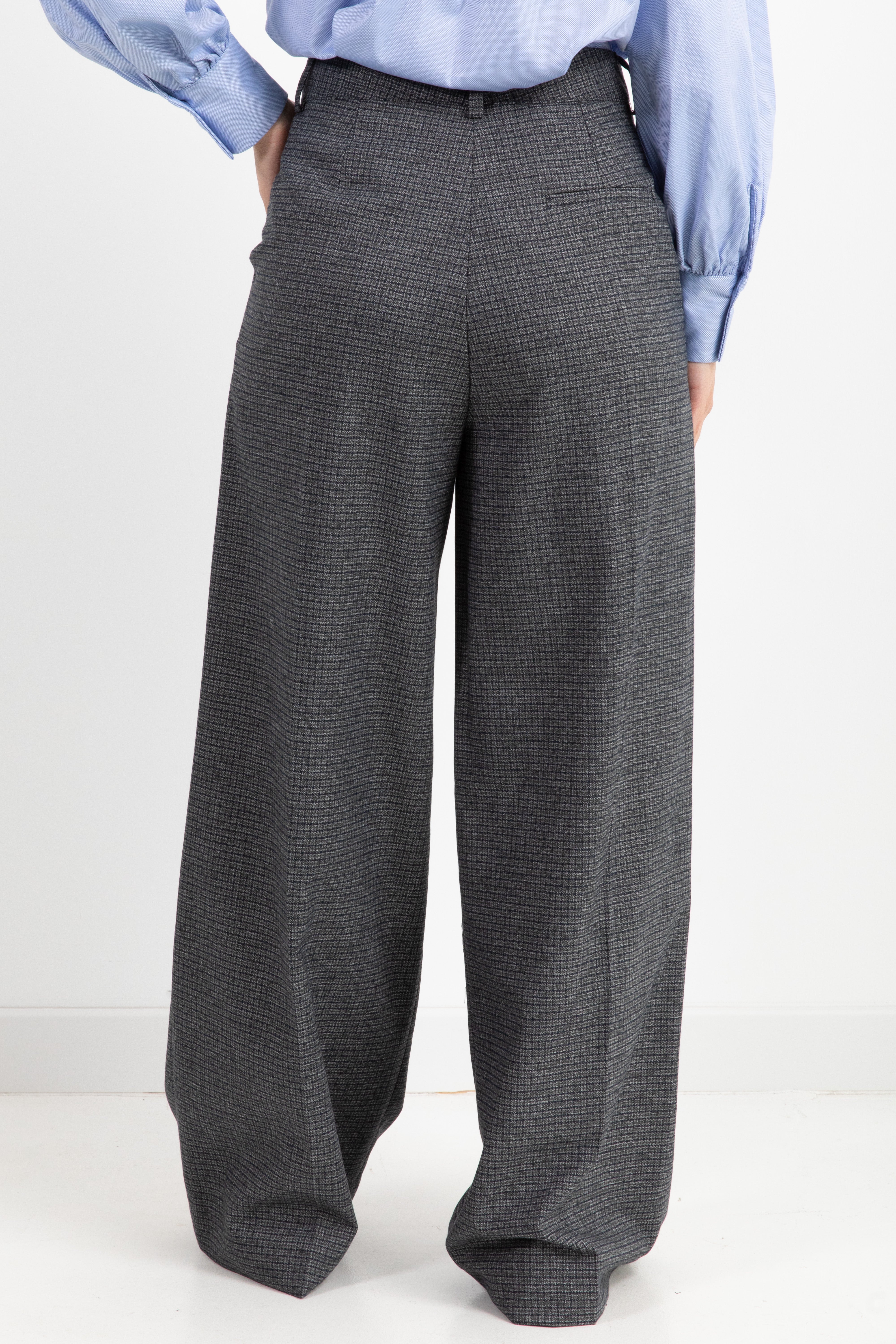 Pantalone palazzo micro-check con pinces DIXIE