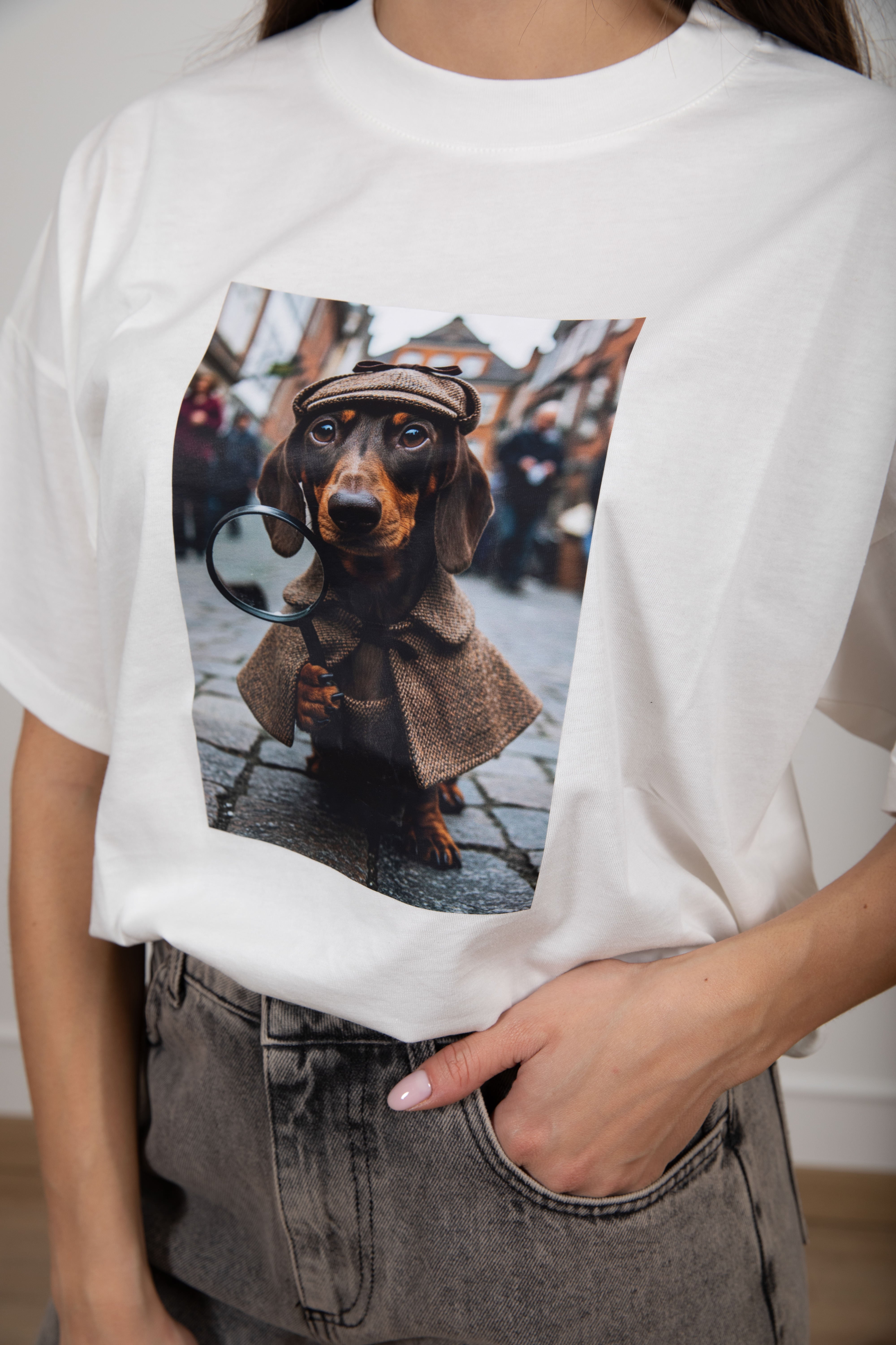 T-shirt over-size bassotto detective ViCOLO