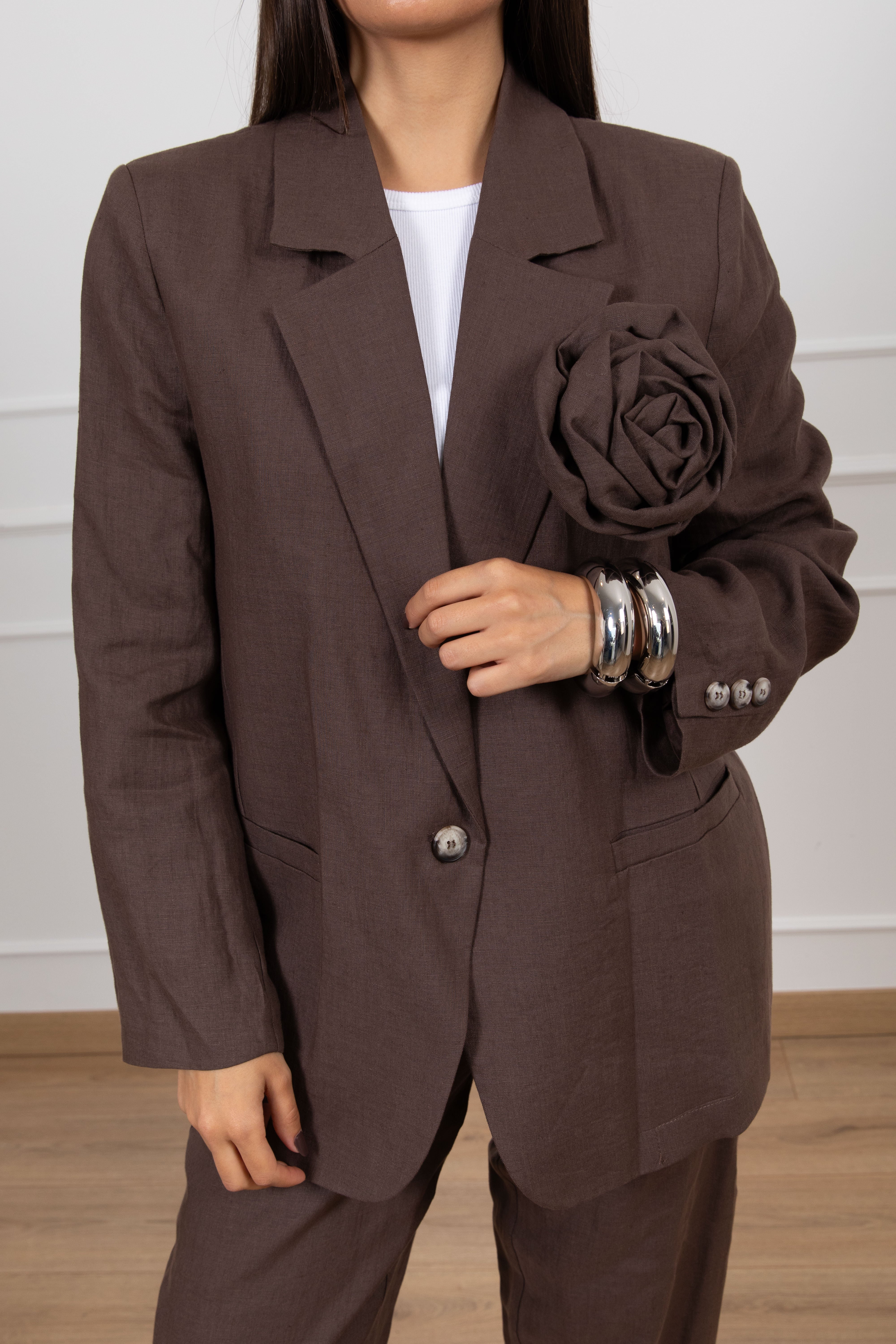 Giacca 100% lino con spilla ViCOLO