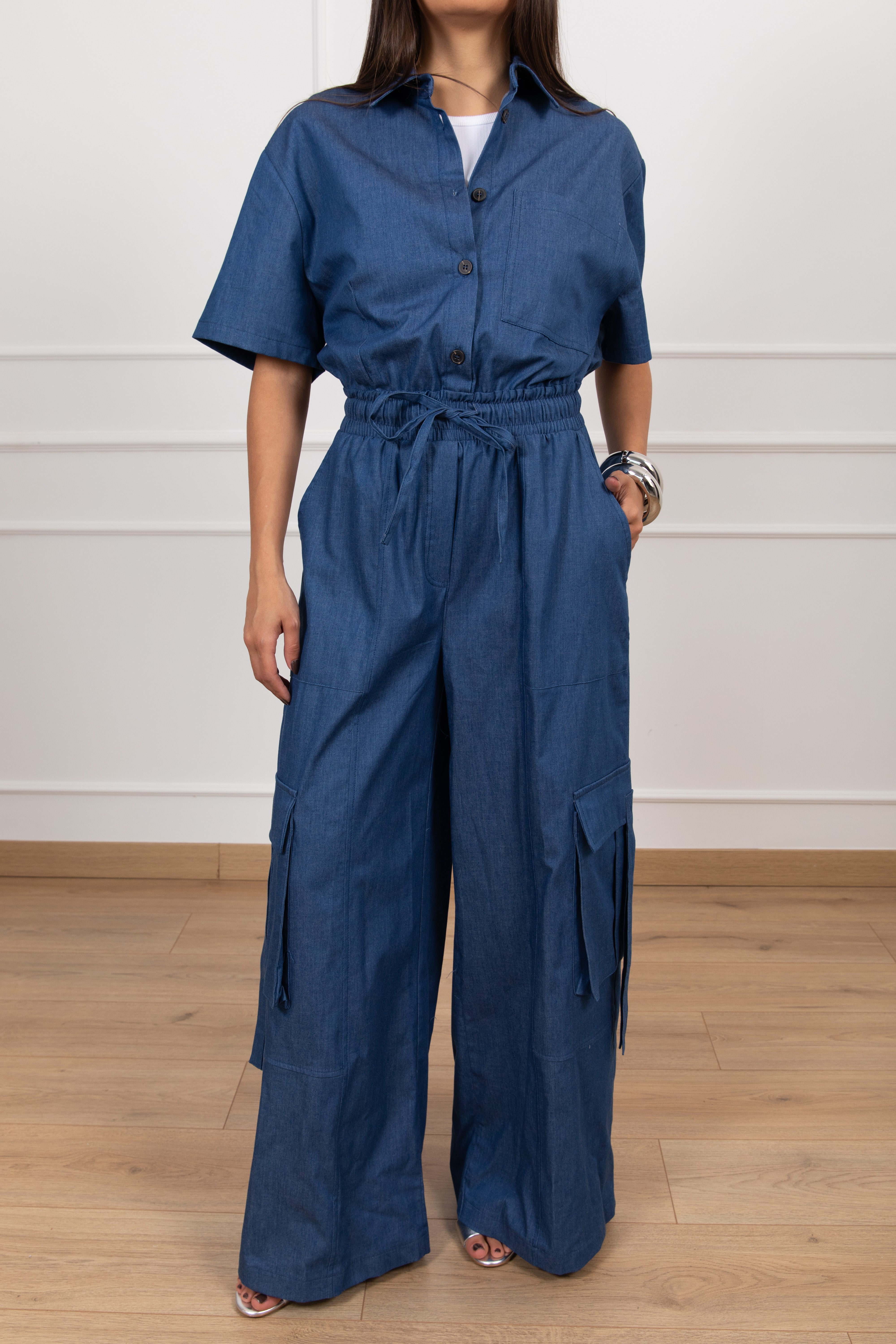 Jumpsuit cargo in chambrix Tensione IN