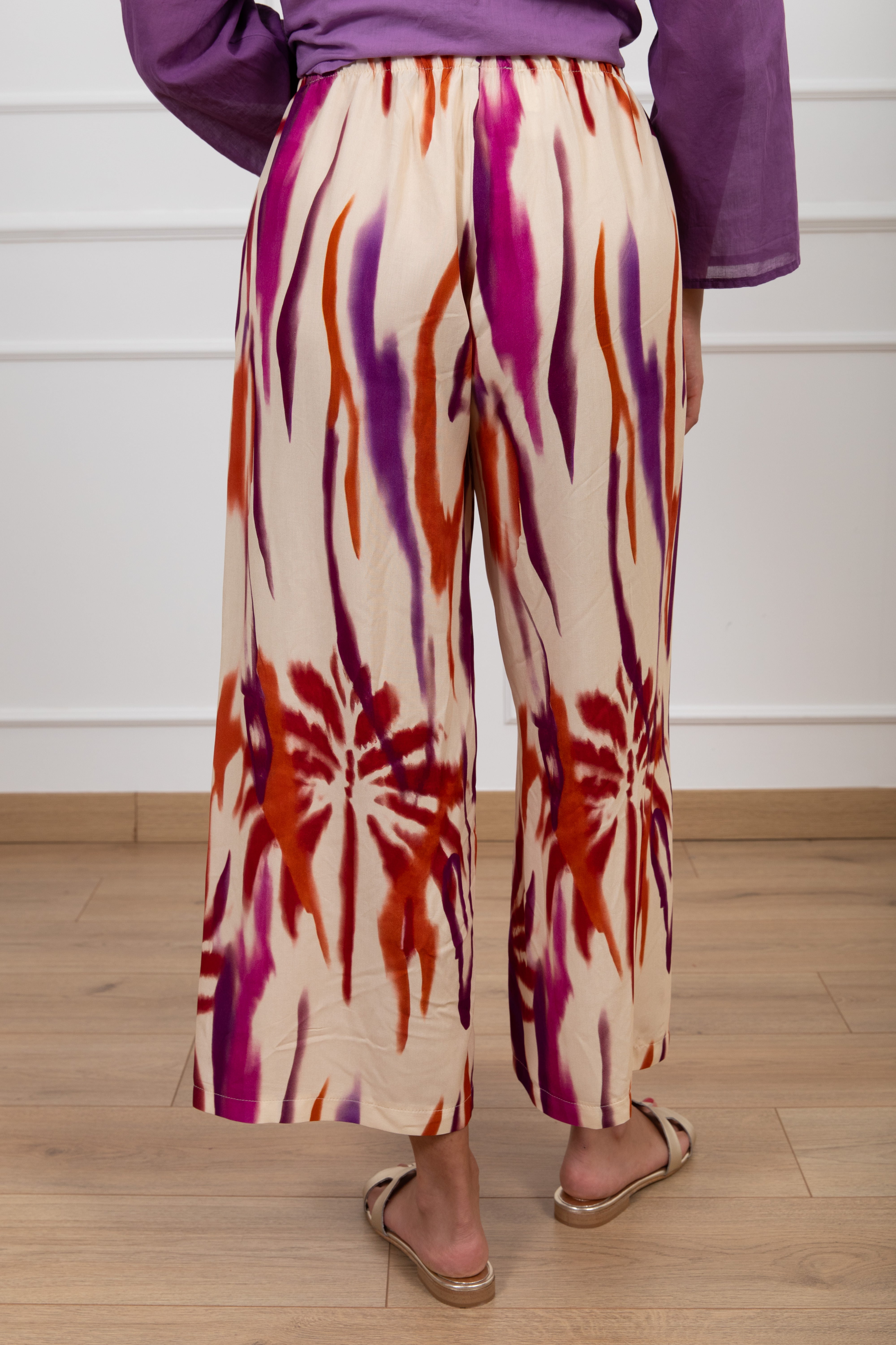 Pantalone 3/4 fantasia etnica viola Haveone