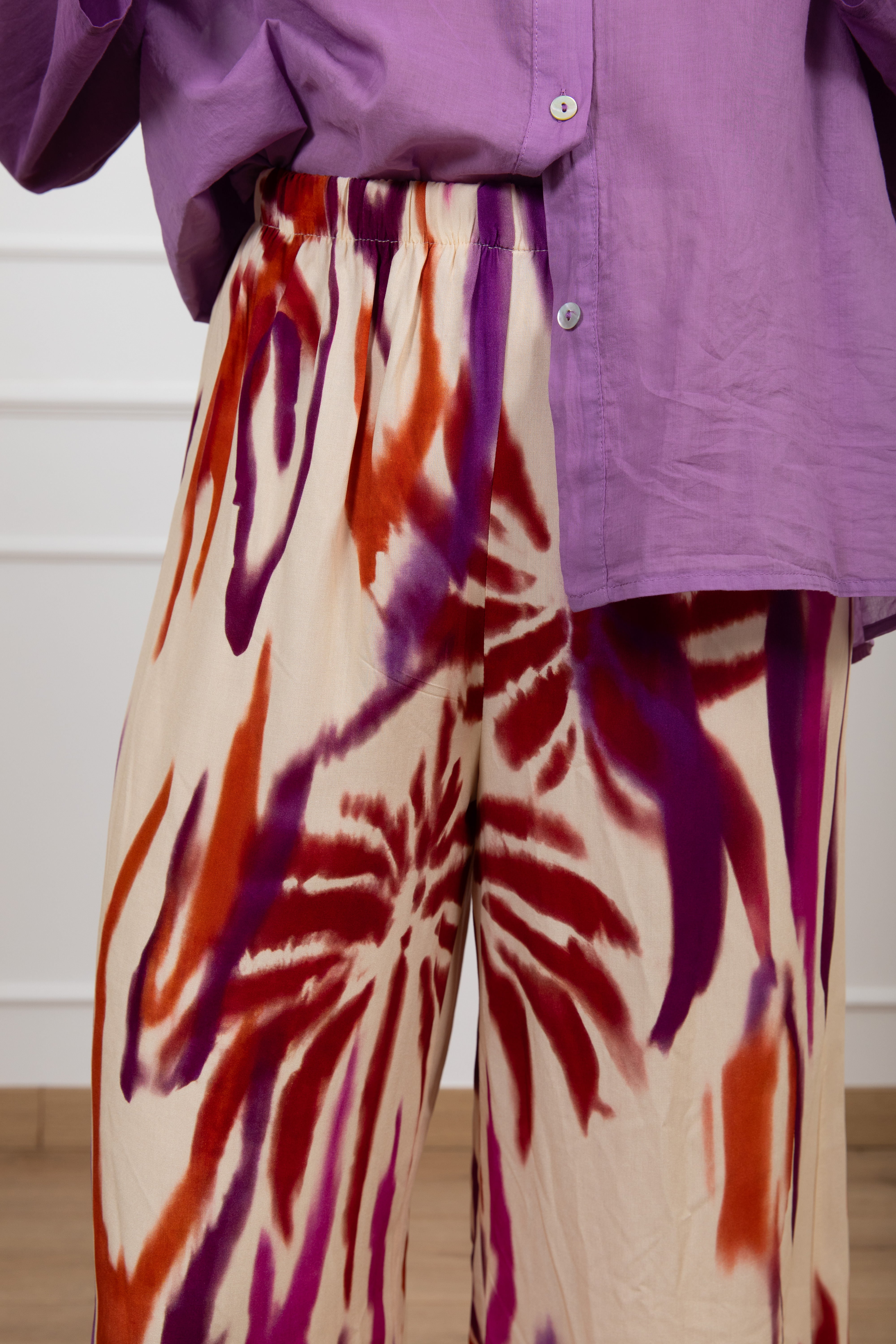 Pantalone 3/4 fantasia etnica viola Haveone