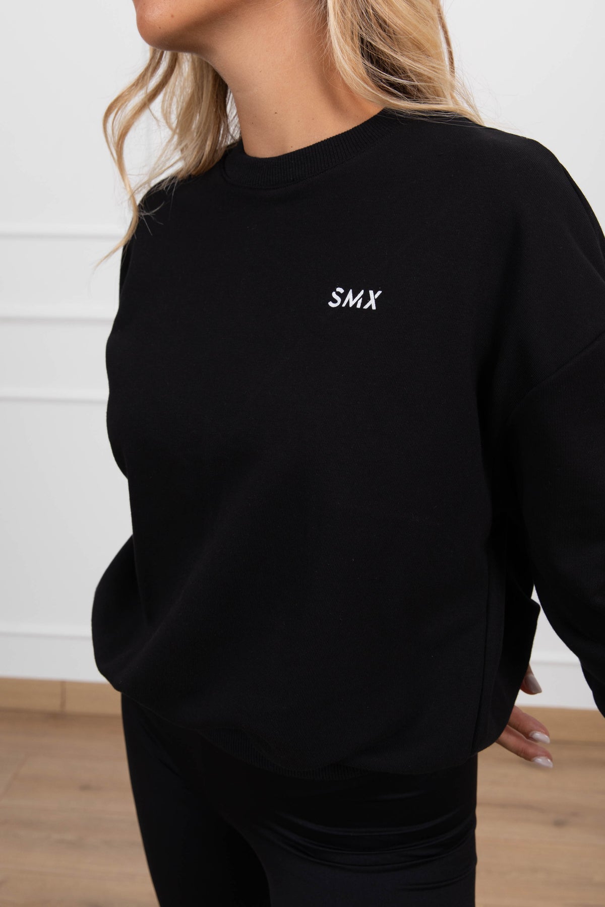 Felpa girocollo monogram variante nero Susy Mix Fitness