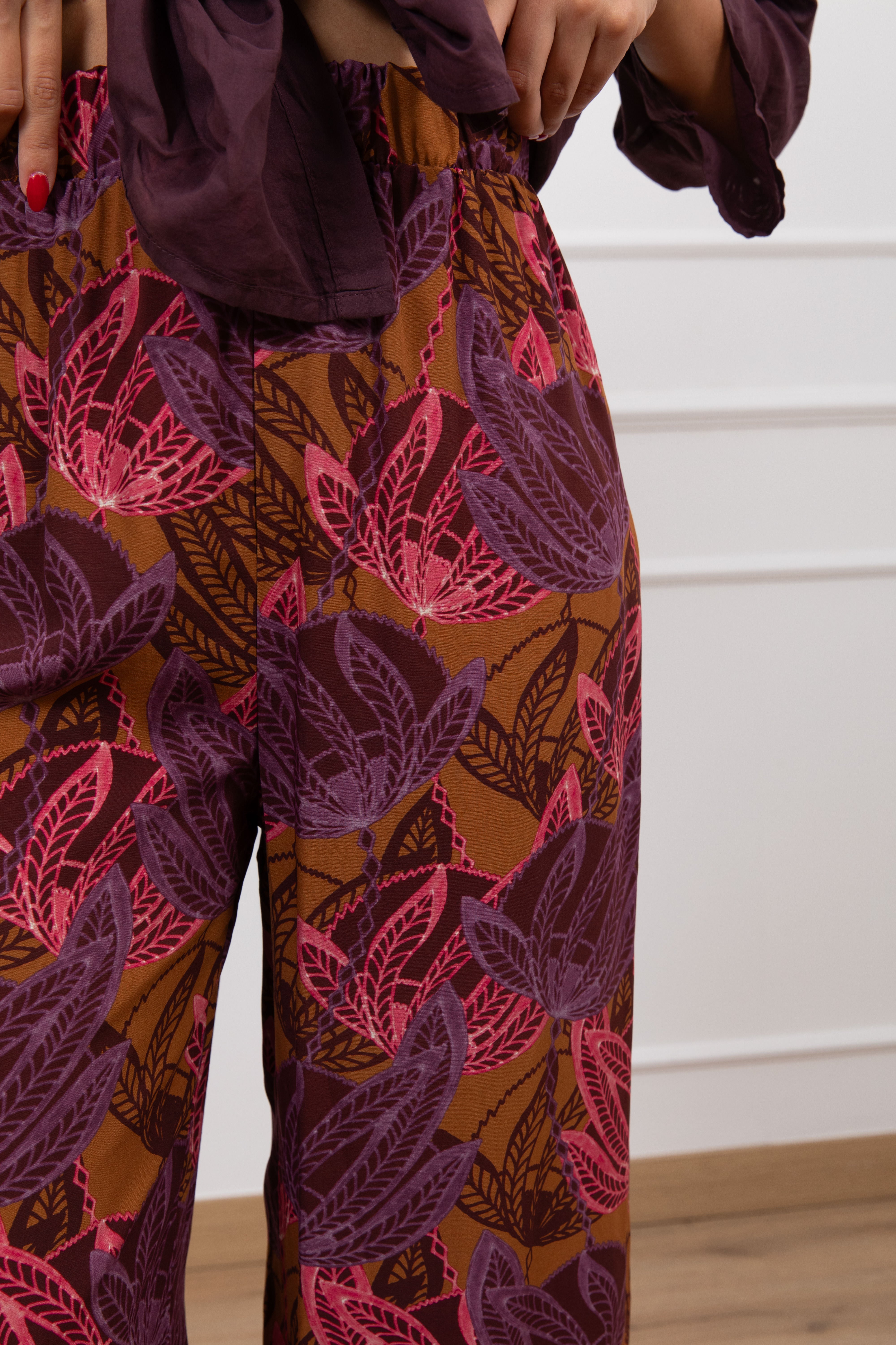 Pantalone fantasia foglie Haveone