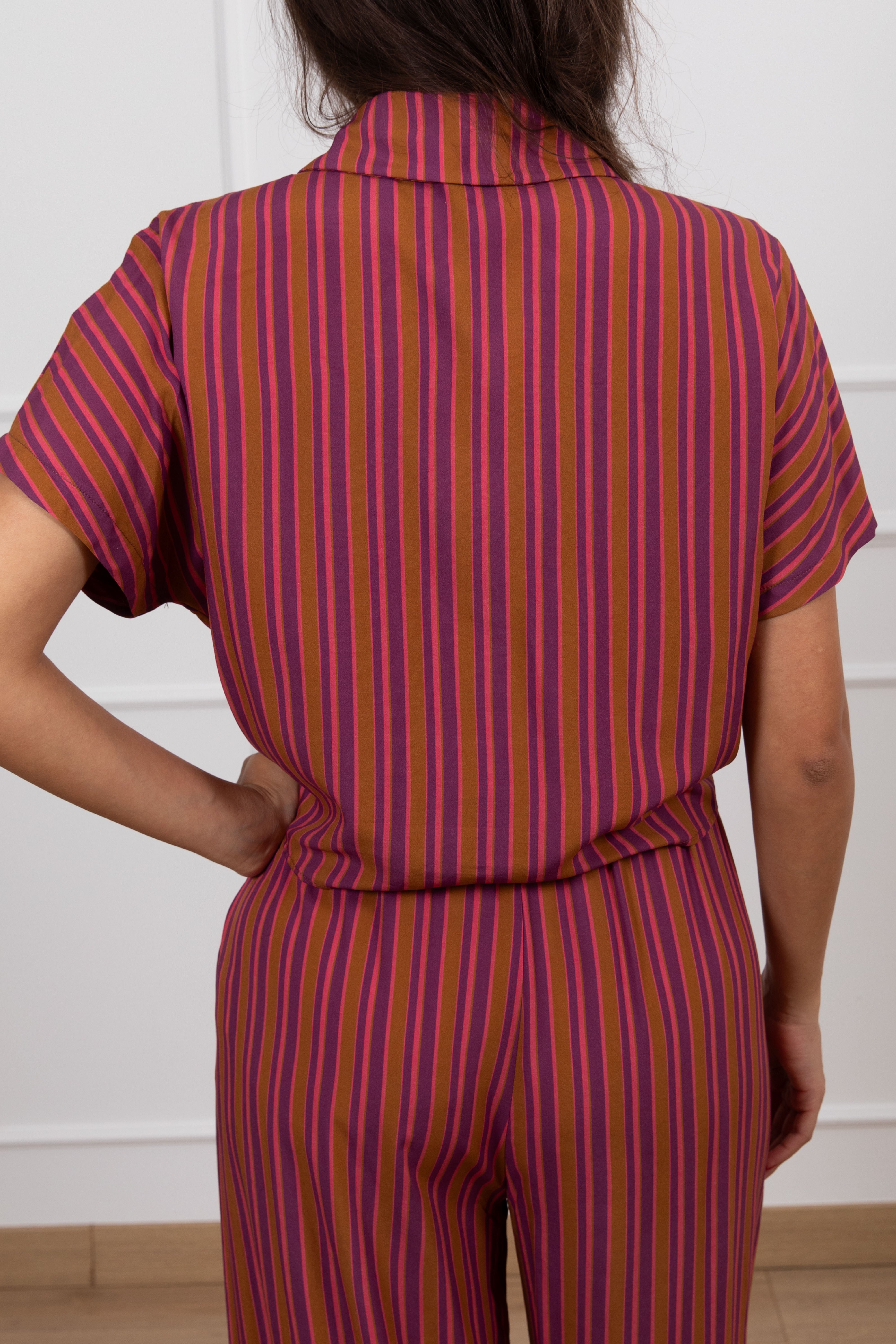 Camicia riga rosa con nodo Haveone