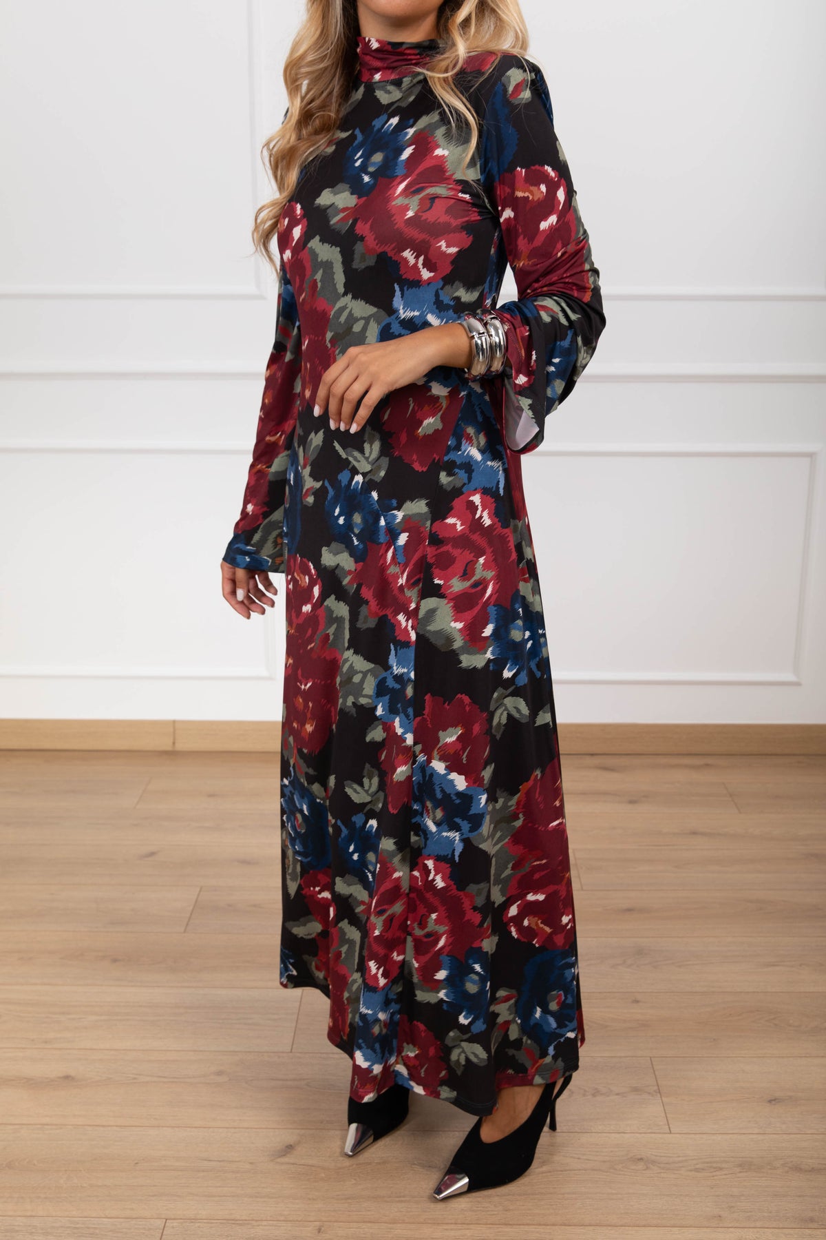 Abito lungo in lycra fantasia rose Tensione IN