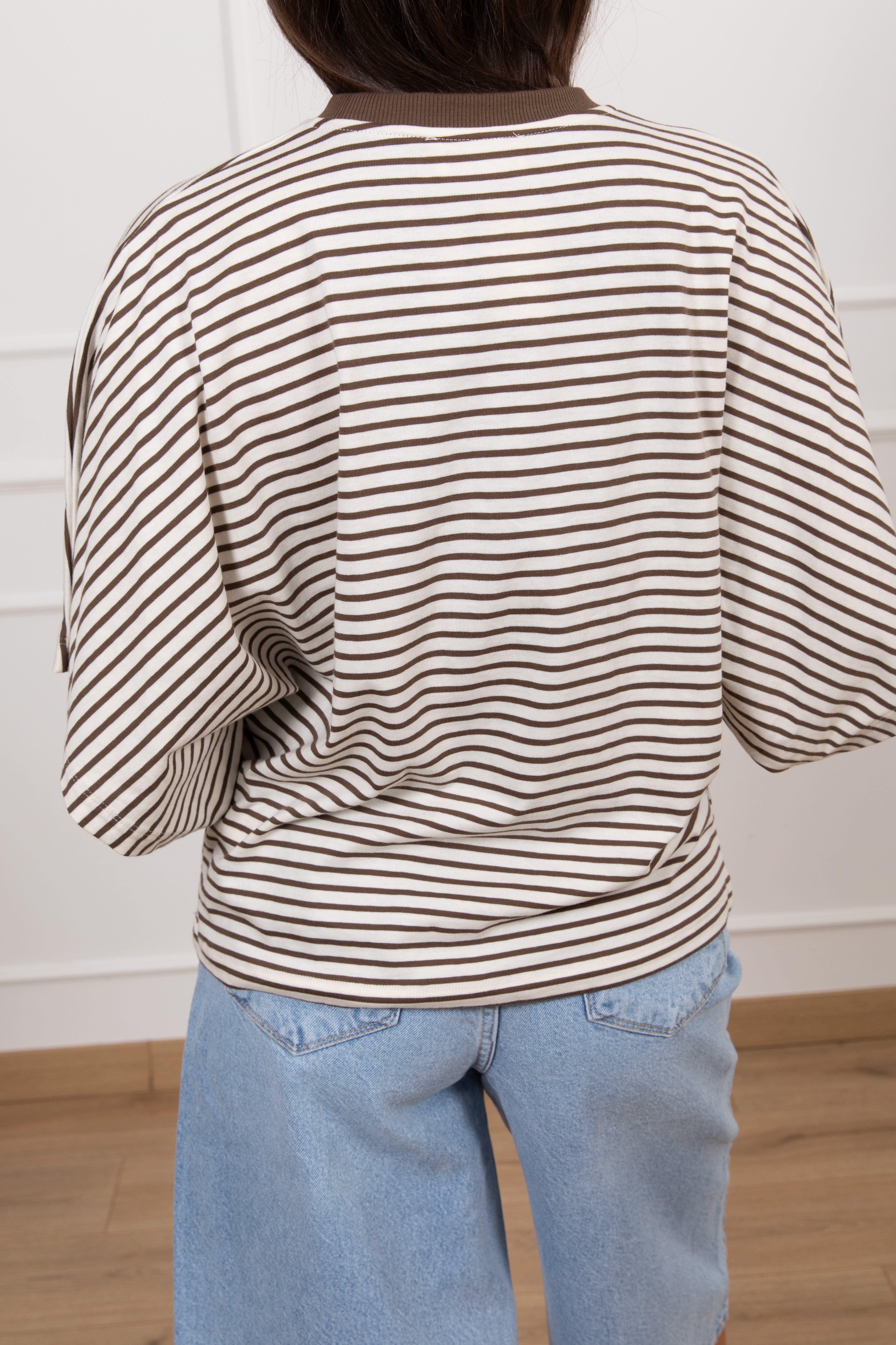 T-shirt a righe con manica svasata ViCOLO