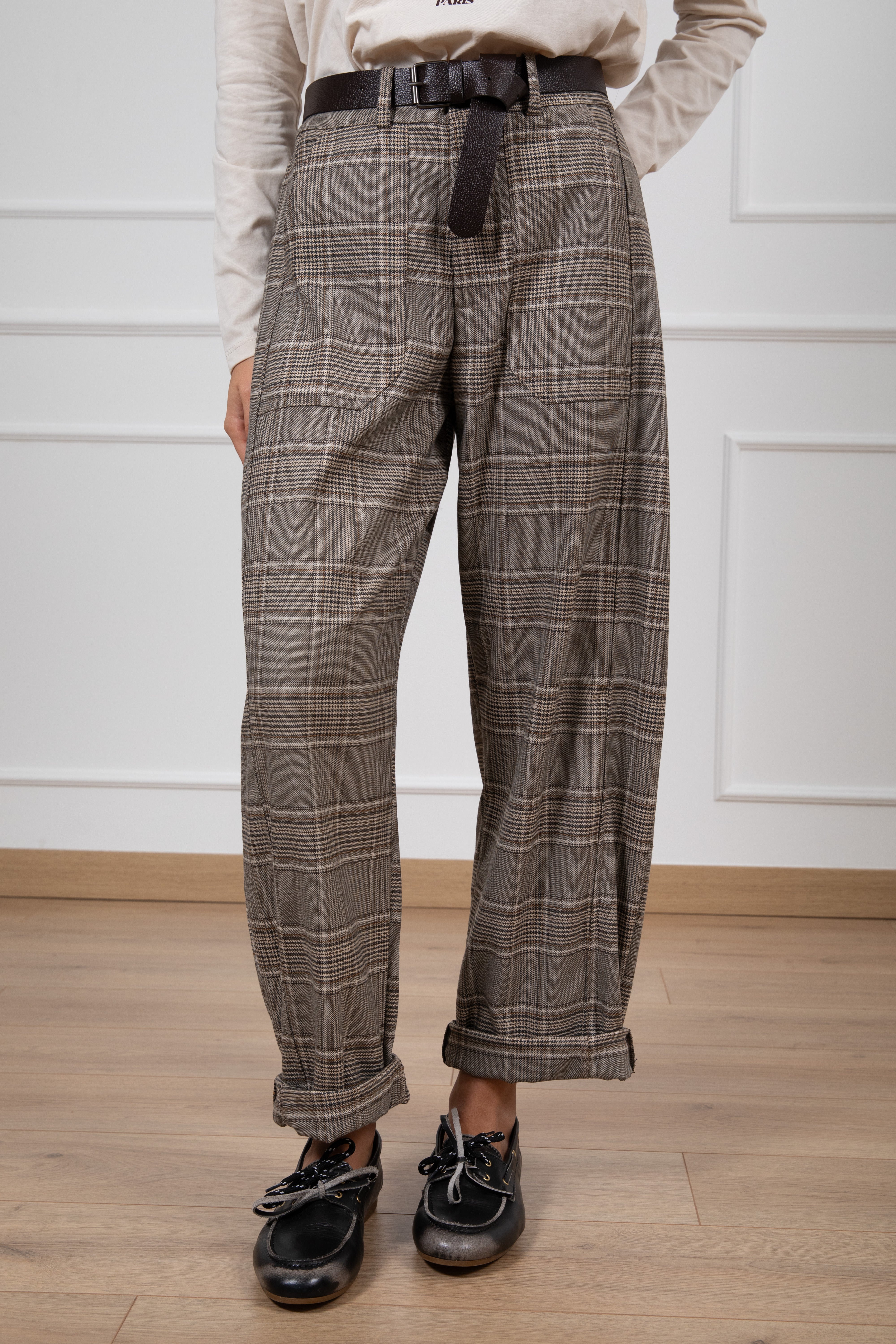 Pantalone egg-fit principe di galles Susy Mix