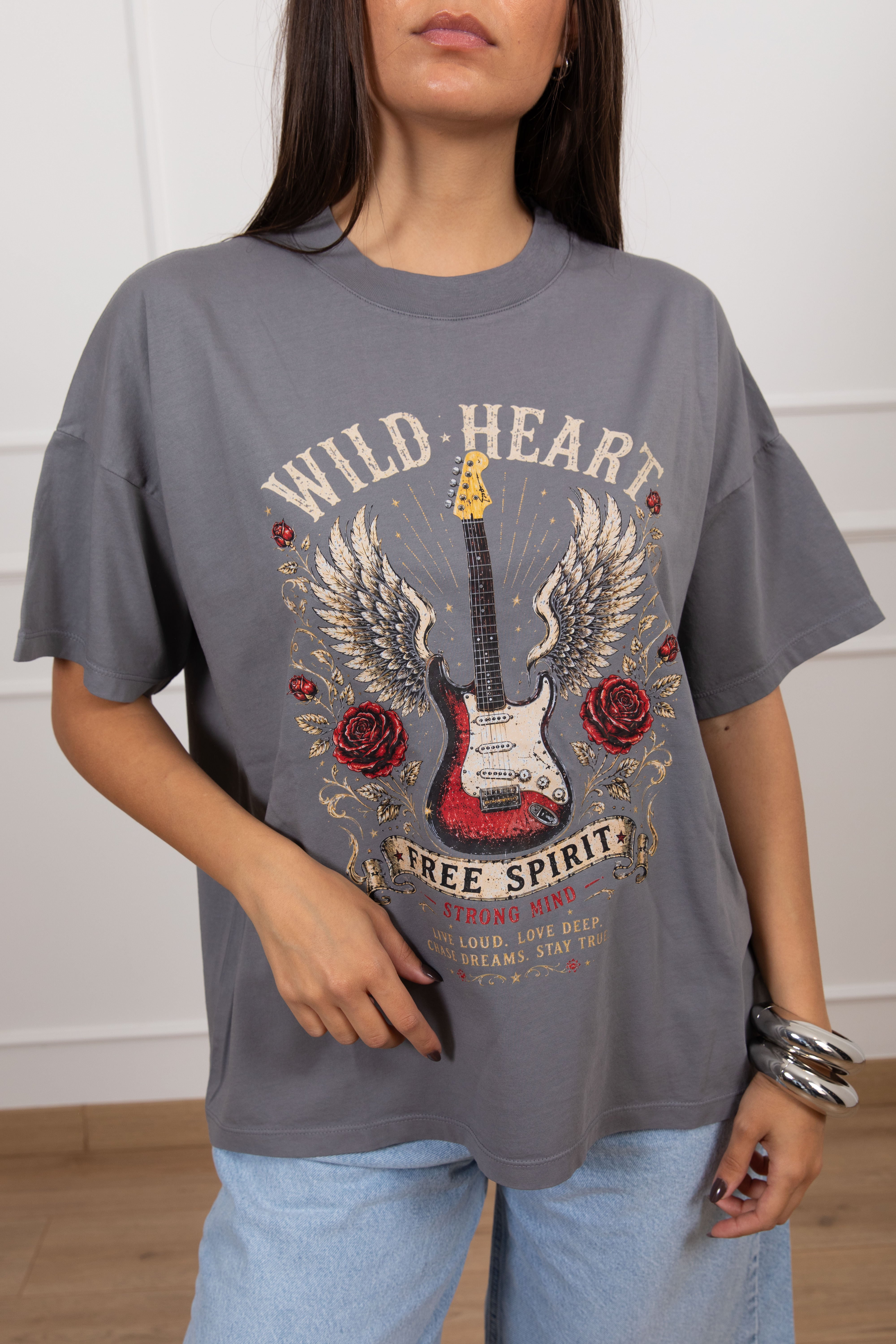 T-shirt stampa rock "Wild heart" ViCOLO
