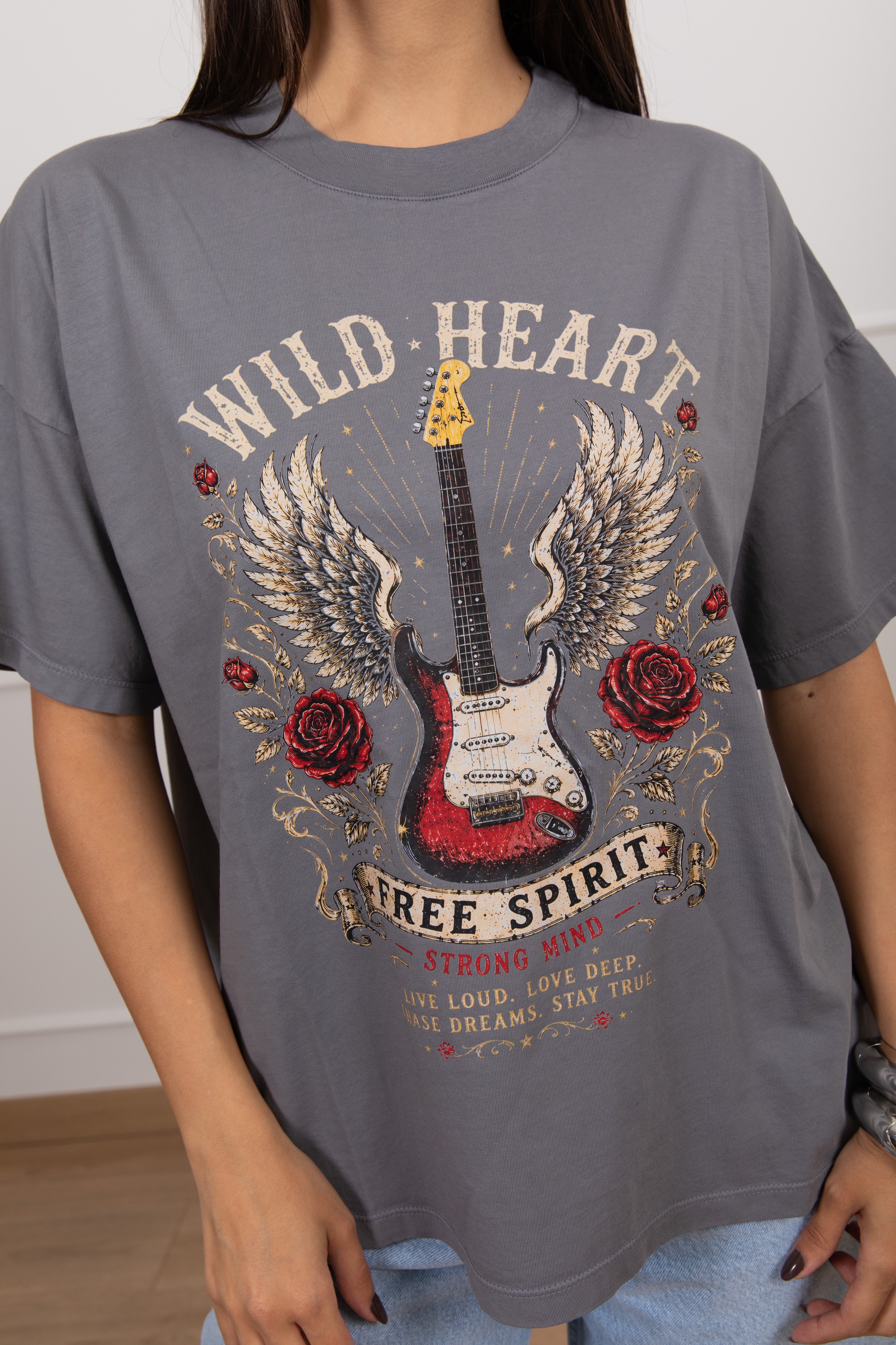 T-shirt stampa rock "Wild heart" ViCOLO
