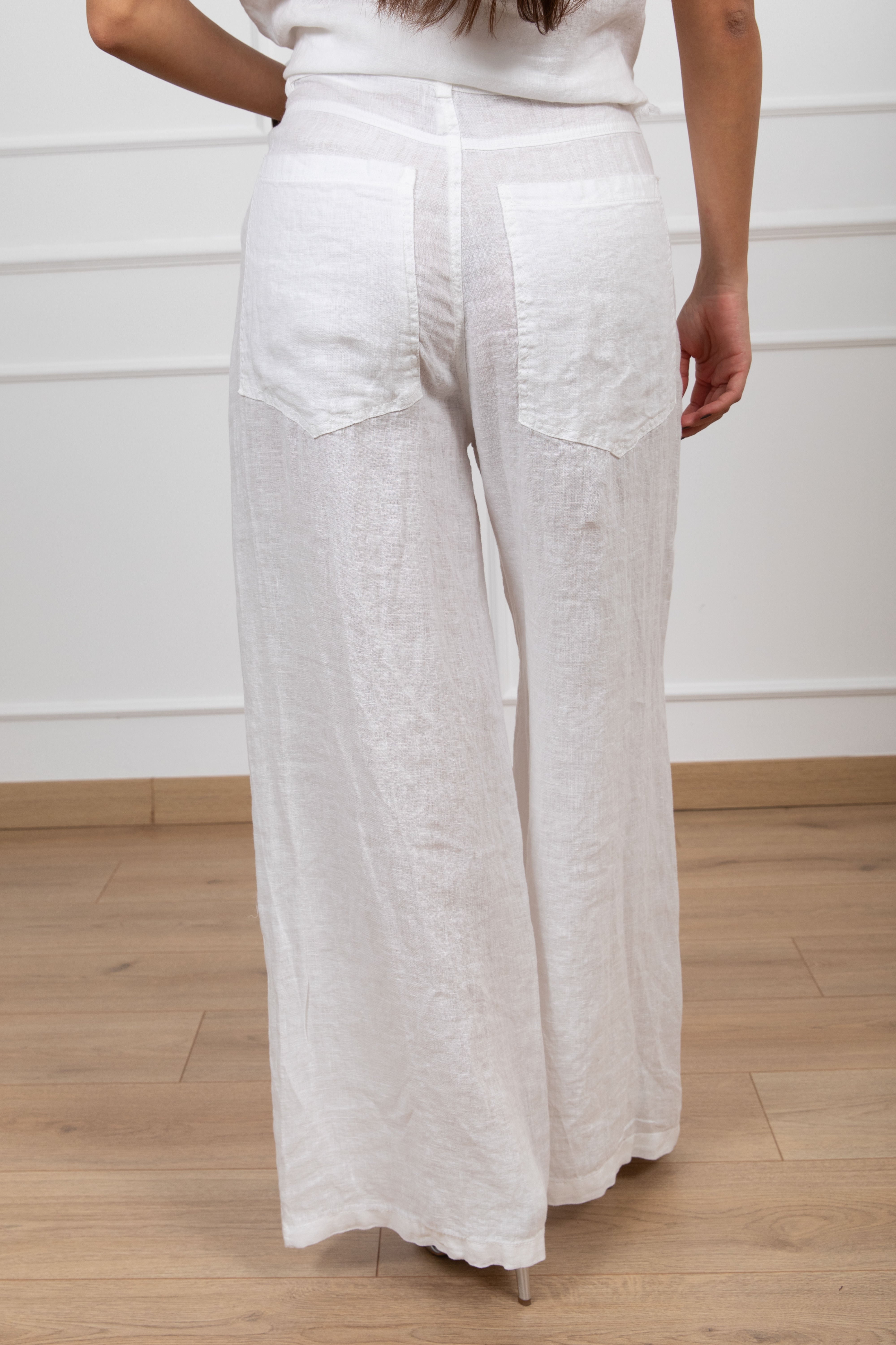 Pantalone gamba larga 5 tasche 100% lino Tensione IN