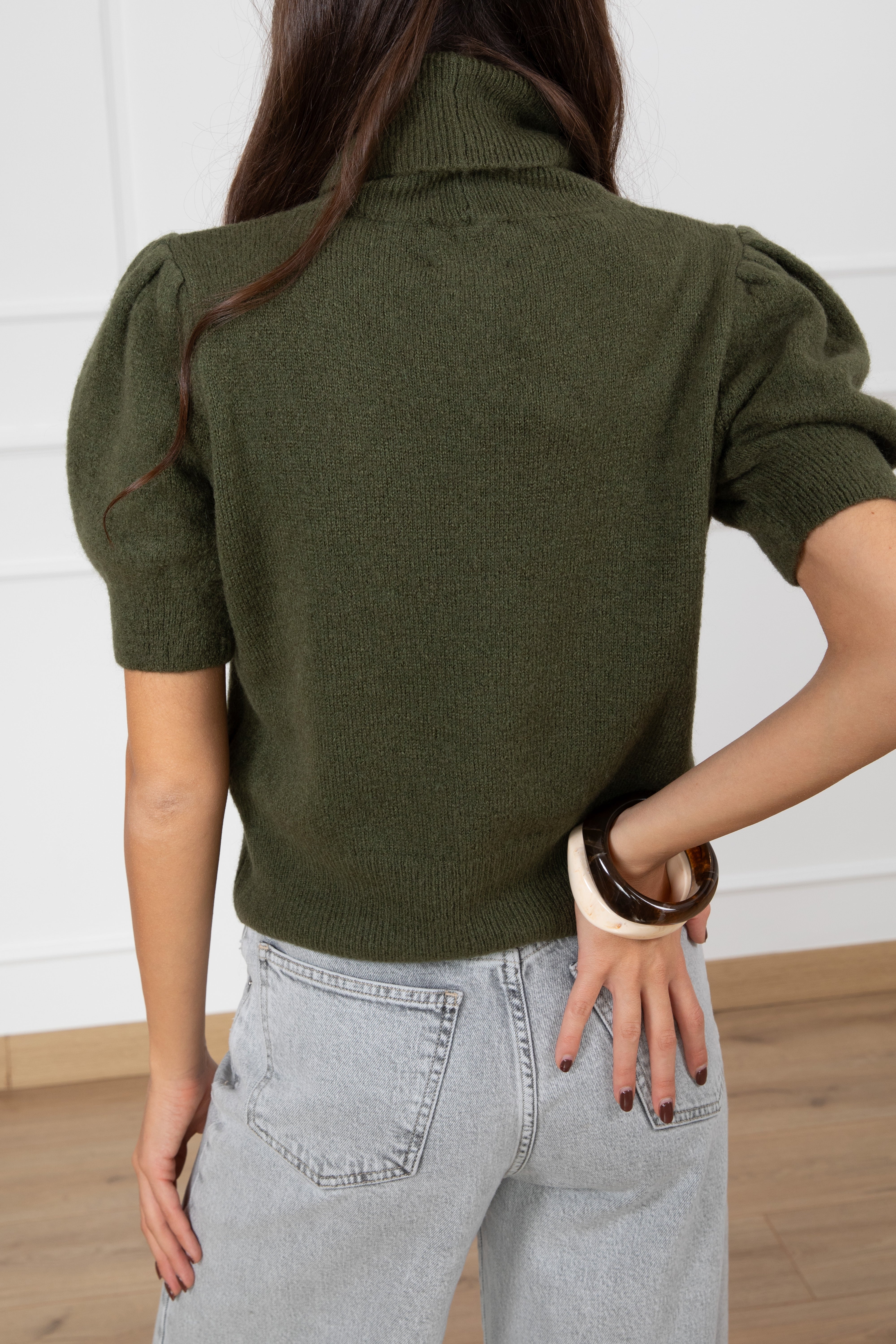 Pull collo alto in mohair con manica corta Dixie