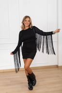 Mini-abito con frange variante nero Haveone