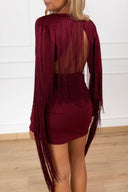 Mini-abito con frange variante bordeaux Haveone