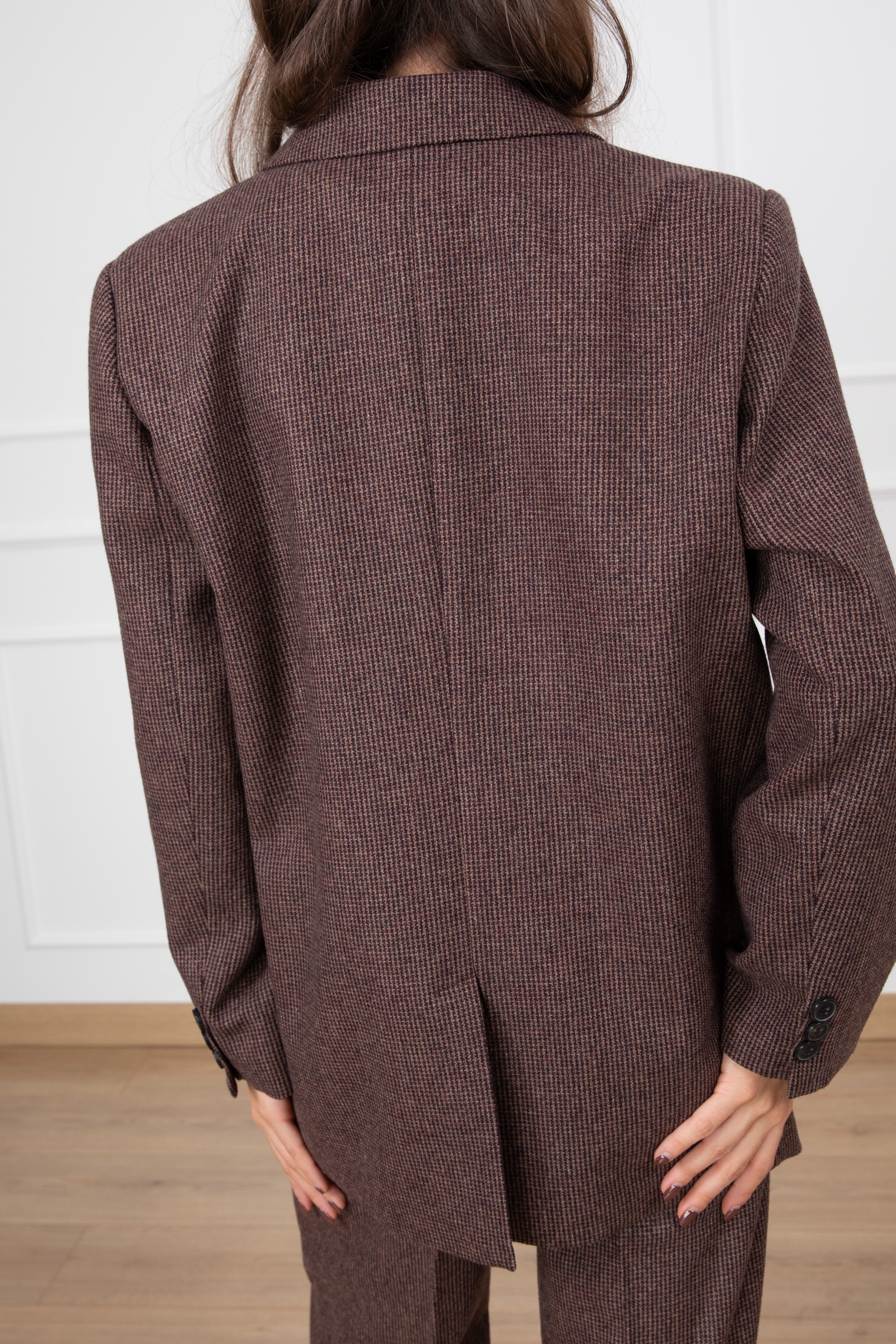 Giacca oversize micro pied de poule bordeaux ViCOLO