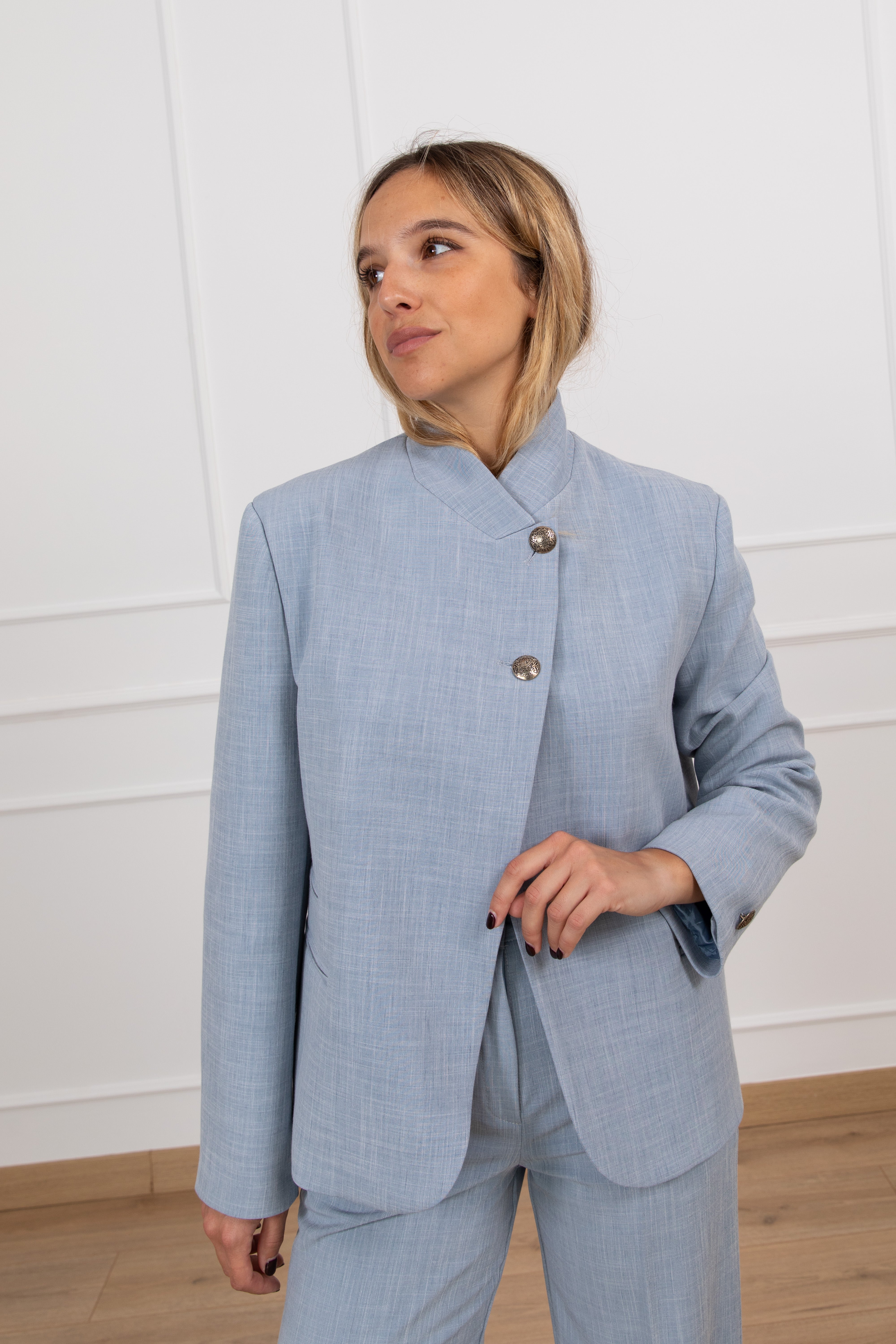 Giacca 2 bottoni alti in tessuto fiammato ViCOLO