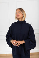 Camicia over-size mezzo-collo con manica ampia variante blu Tensione IN