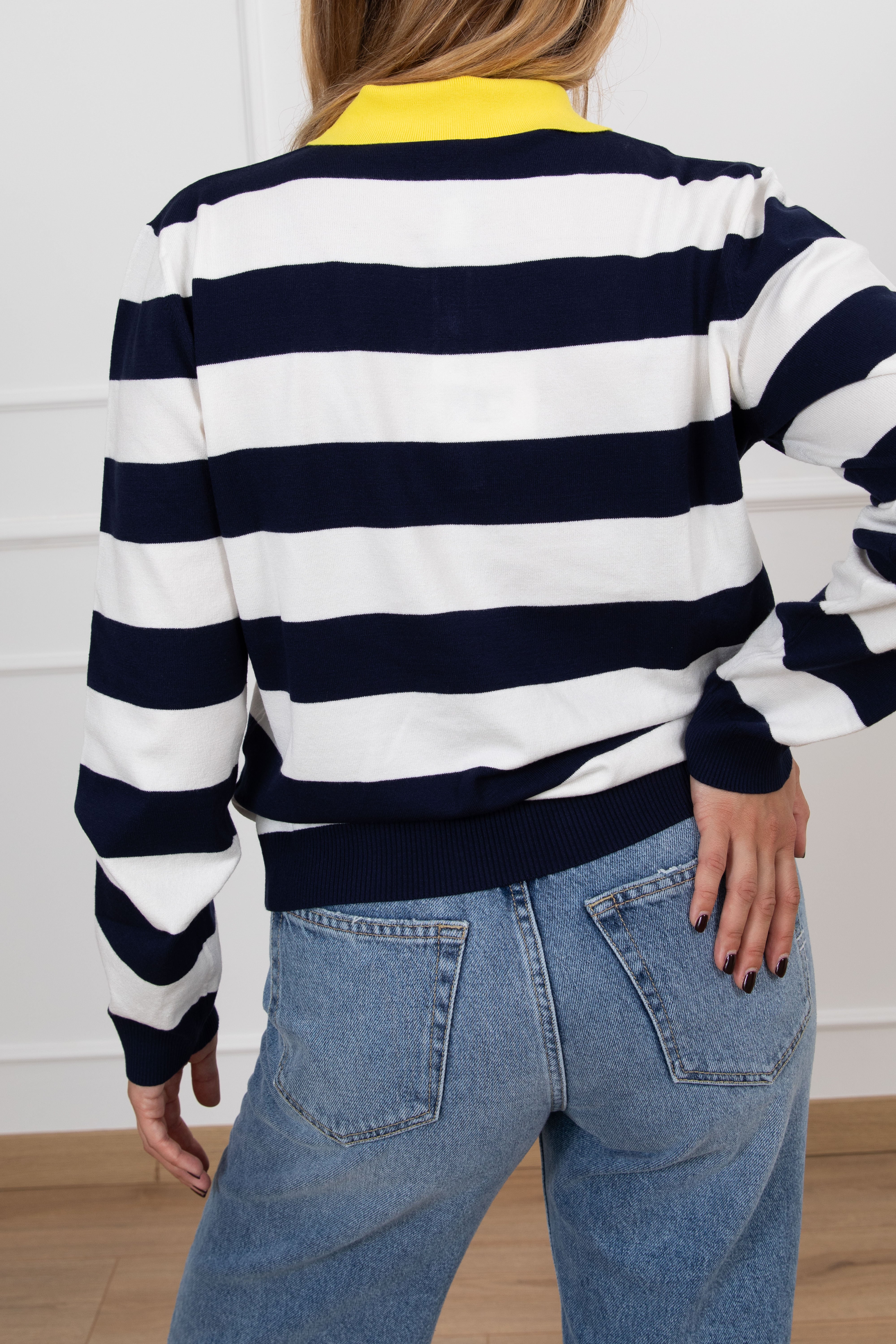 Polo in viscosa a righe con collo a contrasto Tensione IN