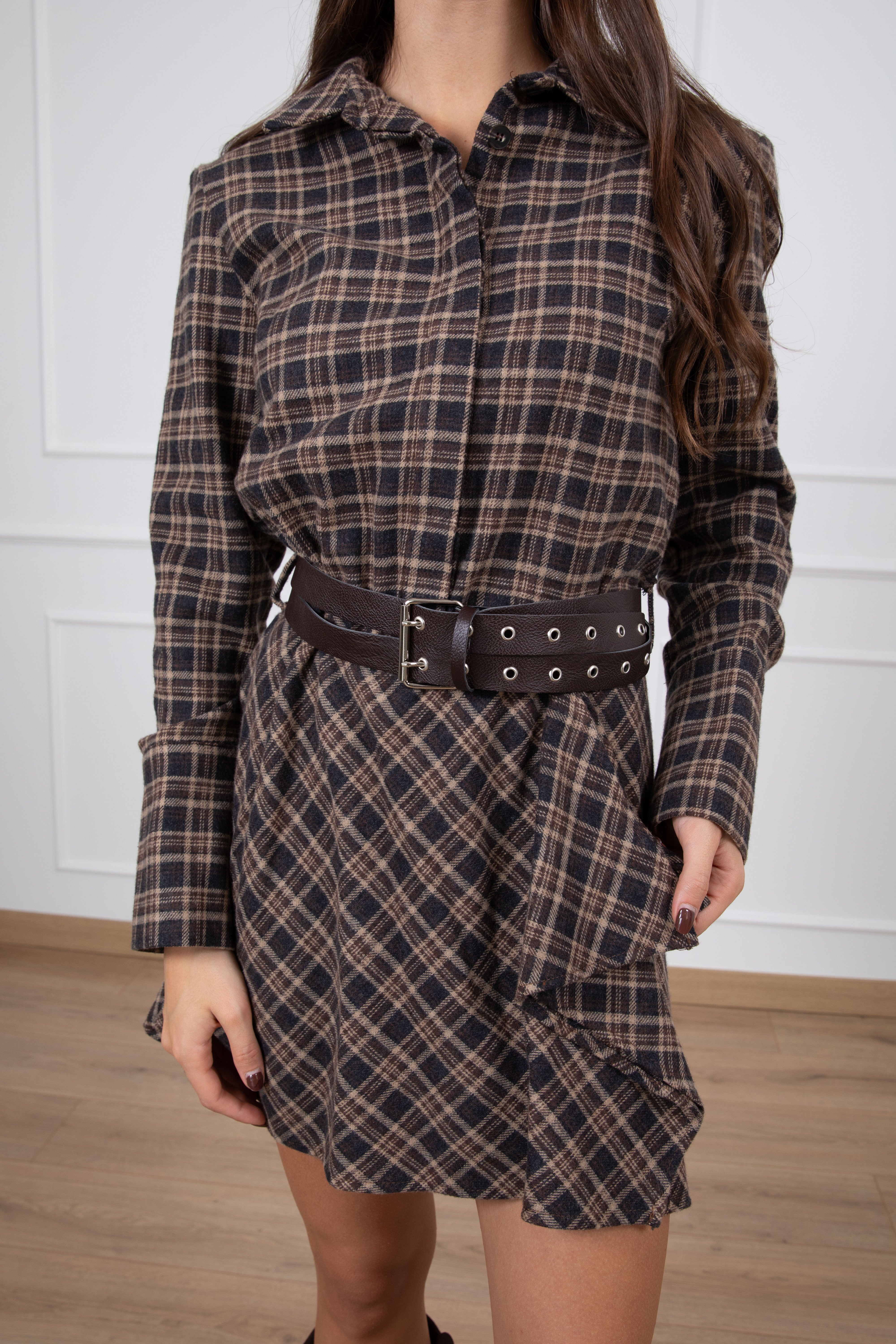 Abito micro-check in flanella Motel