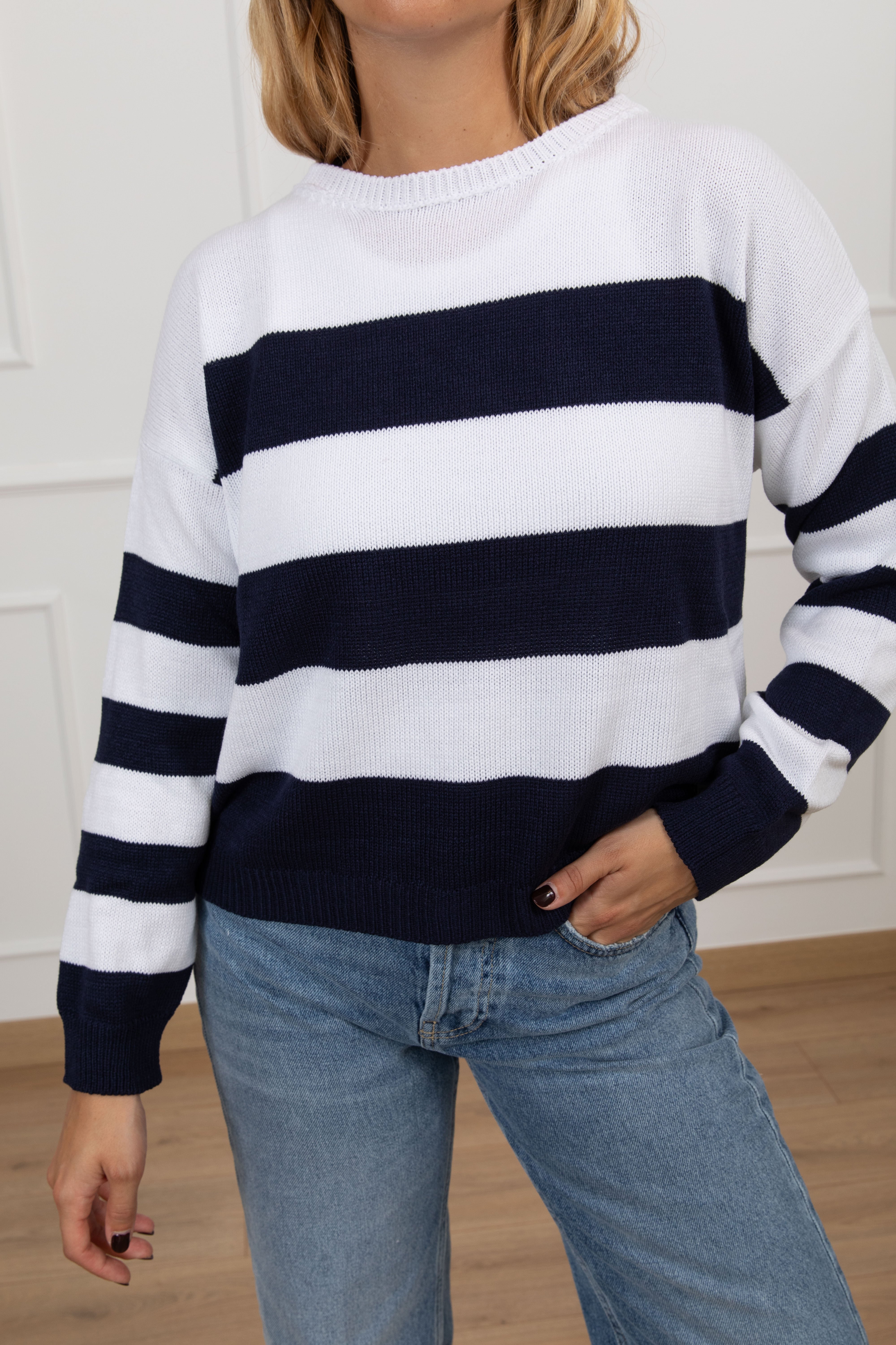 Maglia scollo a barchetta righe larghe Motel