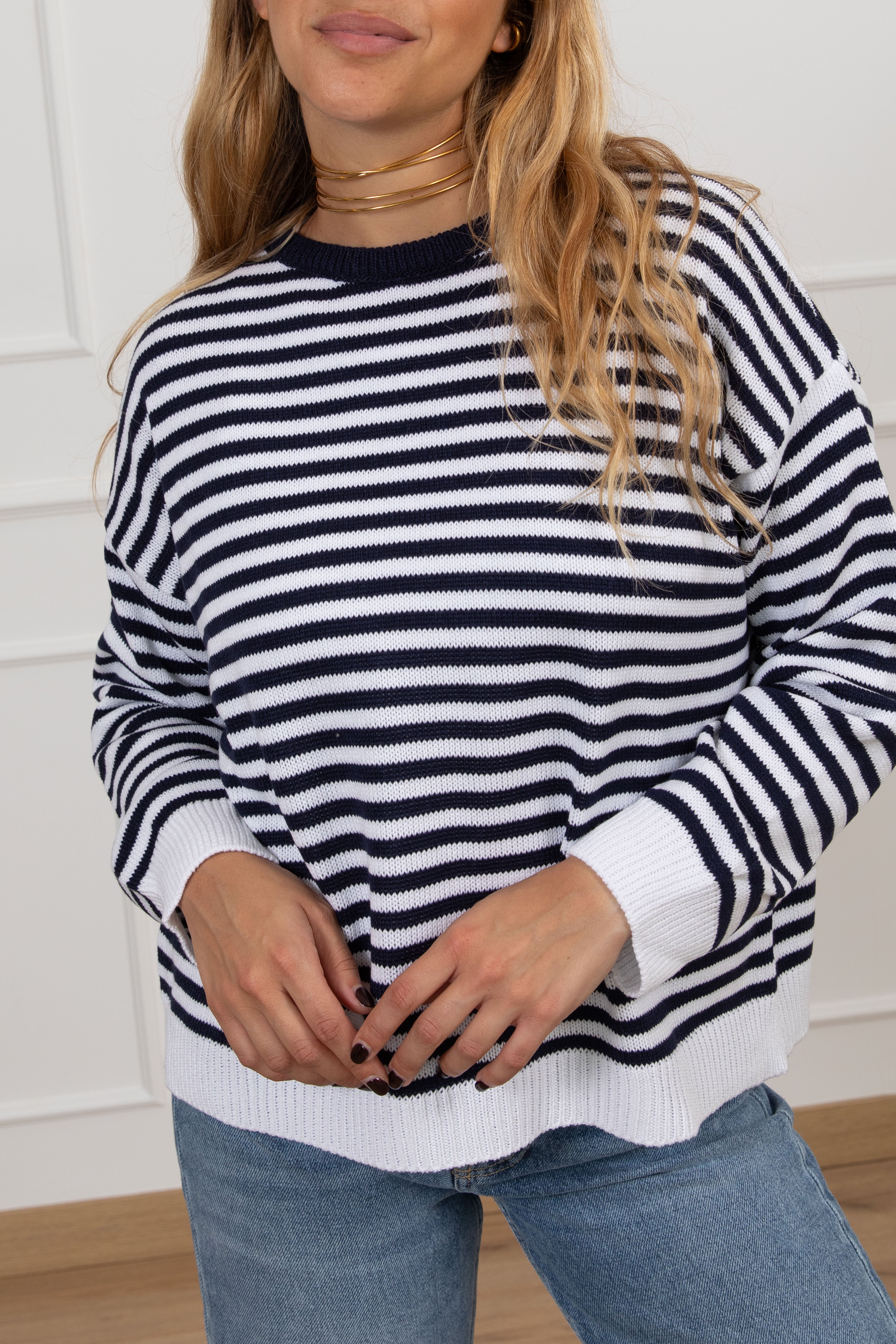 Maglia scollo a barchetta righe sottili Motel