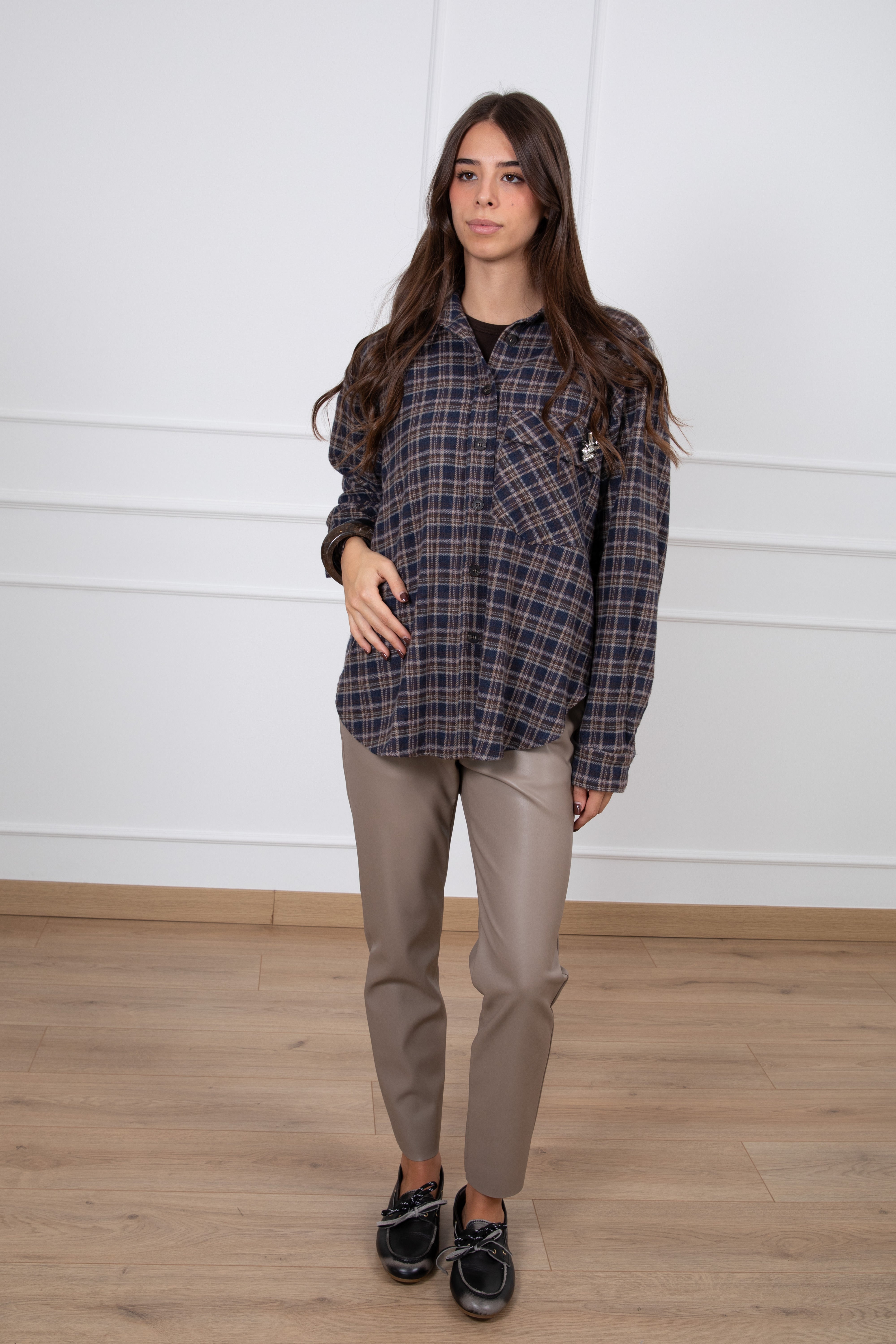 Camicia micro-check in flanella Motel