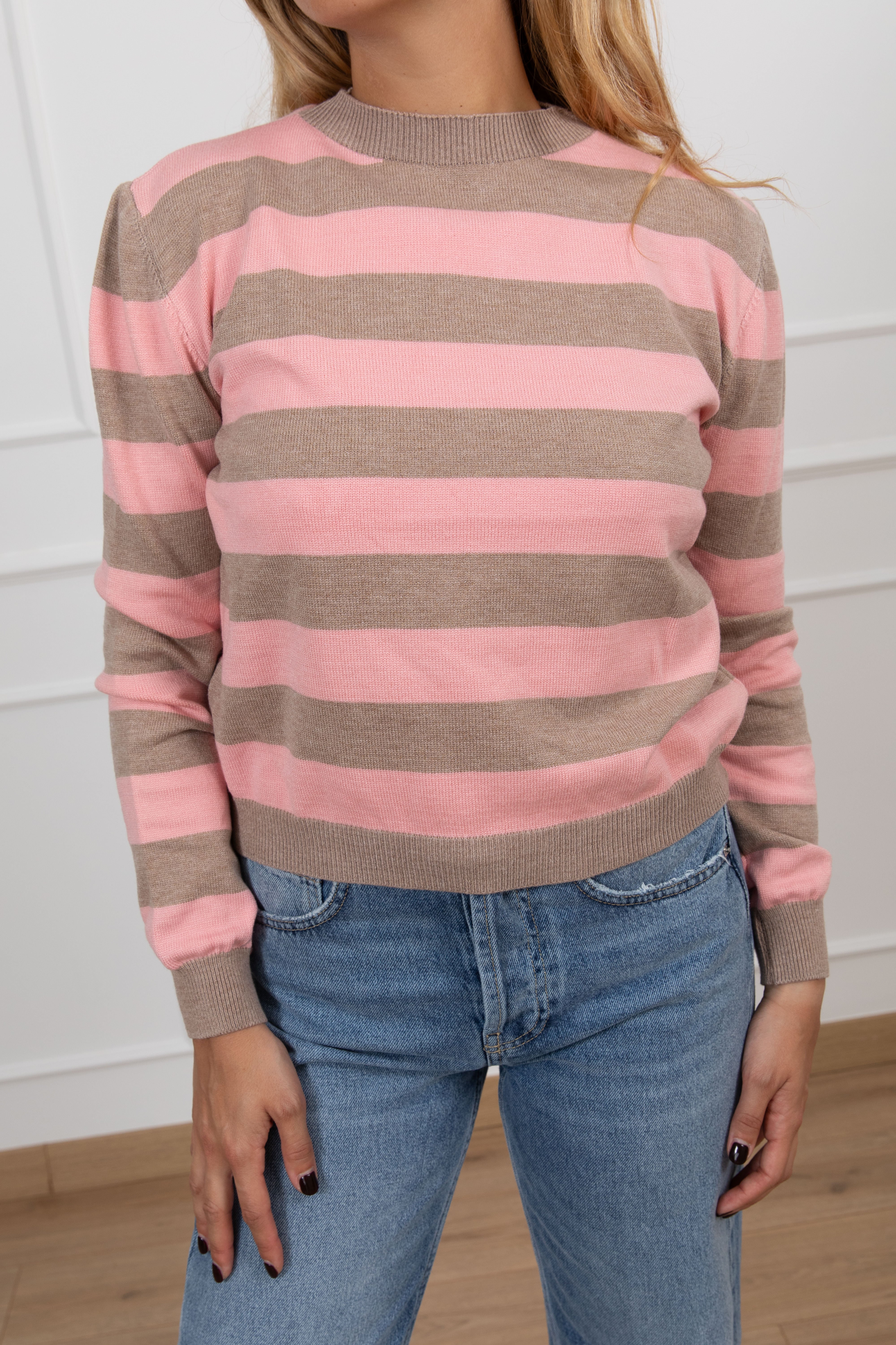 Maglia girocollo in viscosa a righe Tensione IN