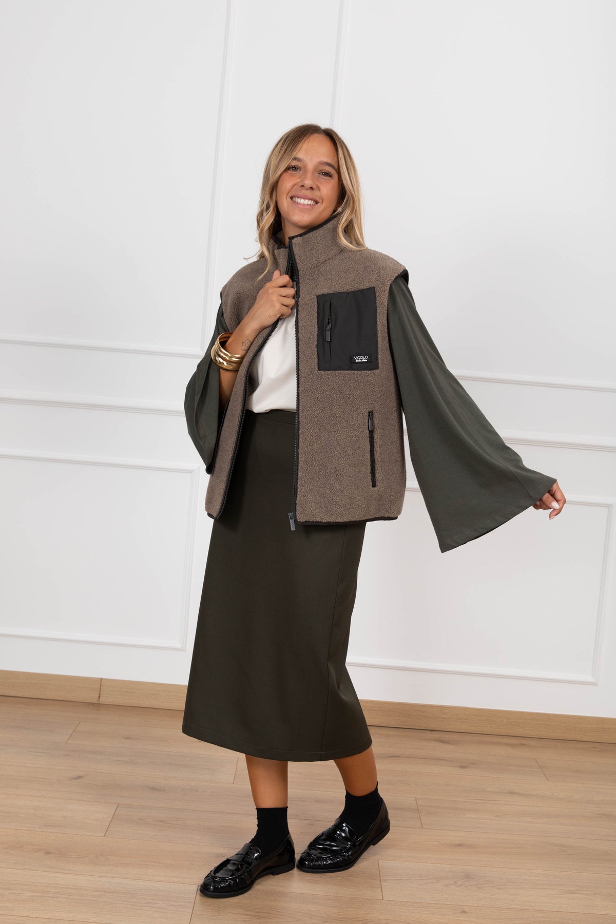 Gilet teddy variante tortora ViCOLO