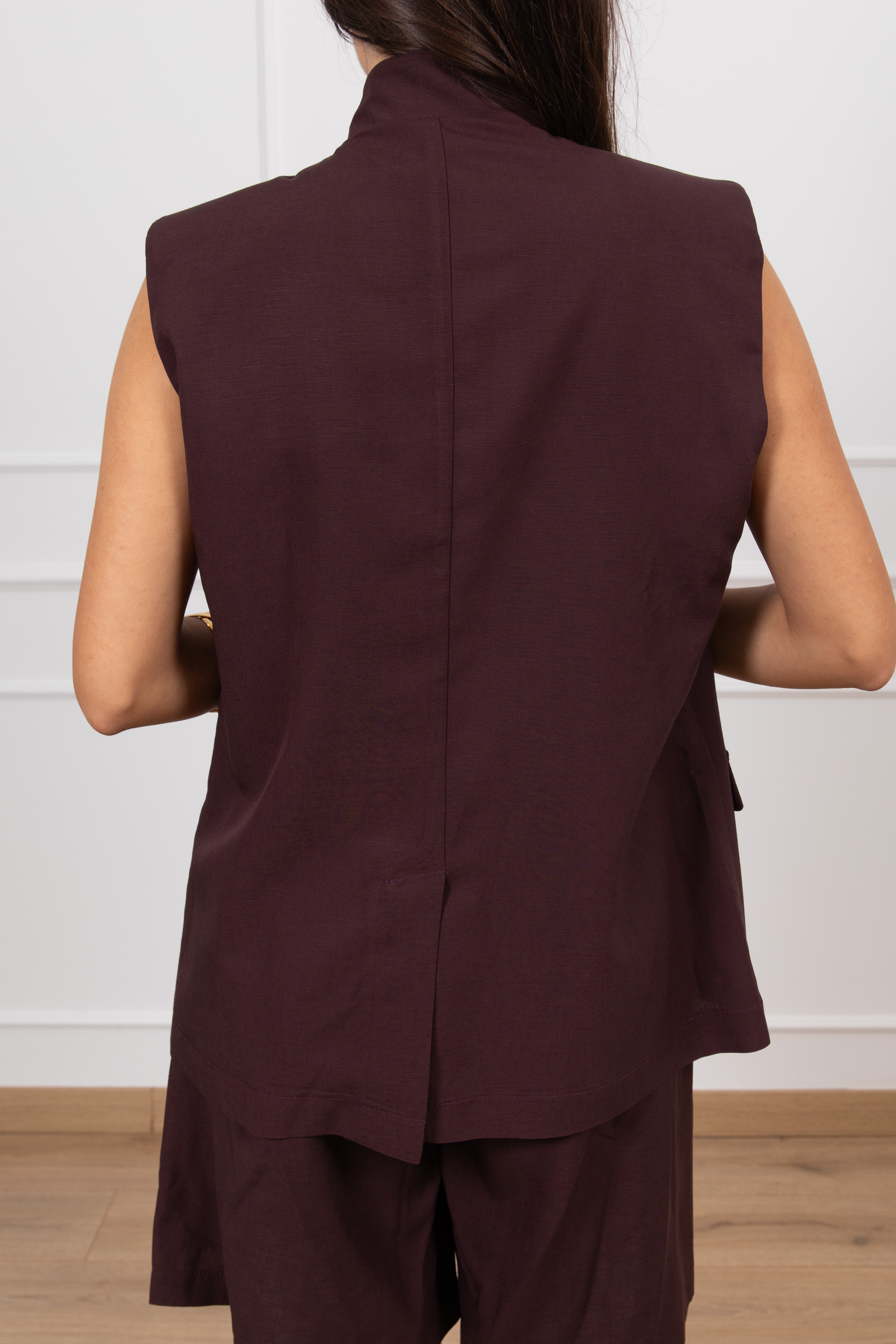 Gilet in lino e viscosa con bottone alto Susy Mix