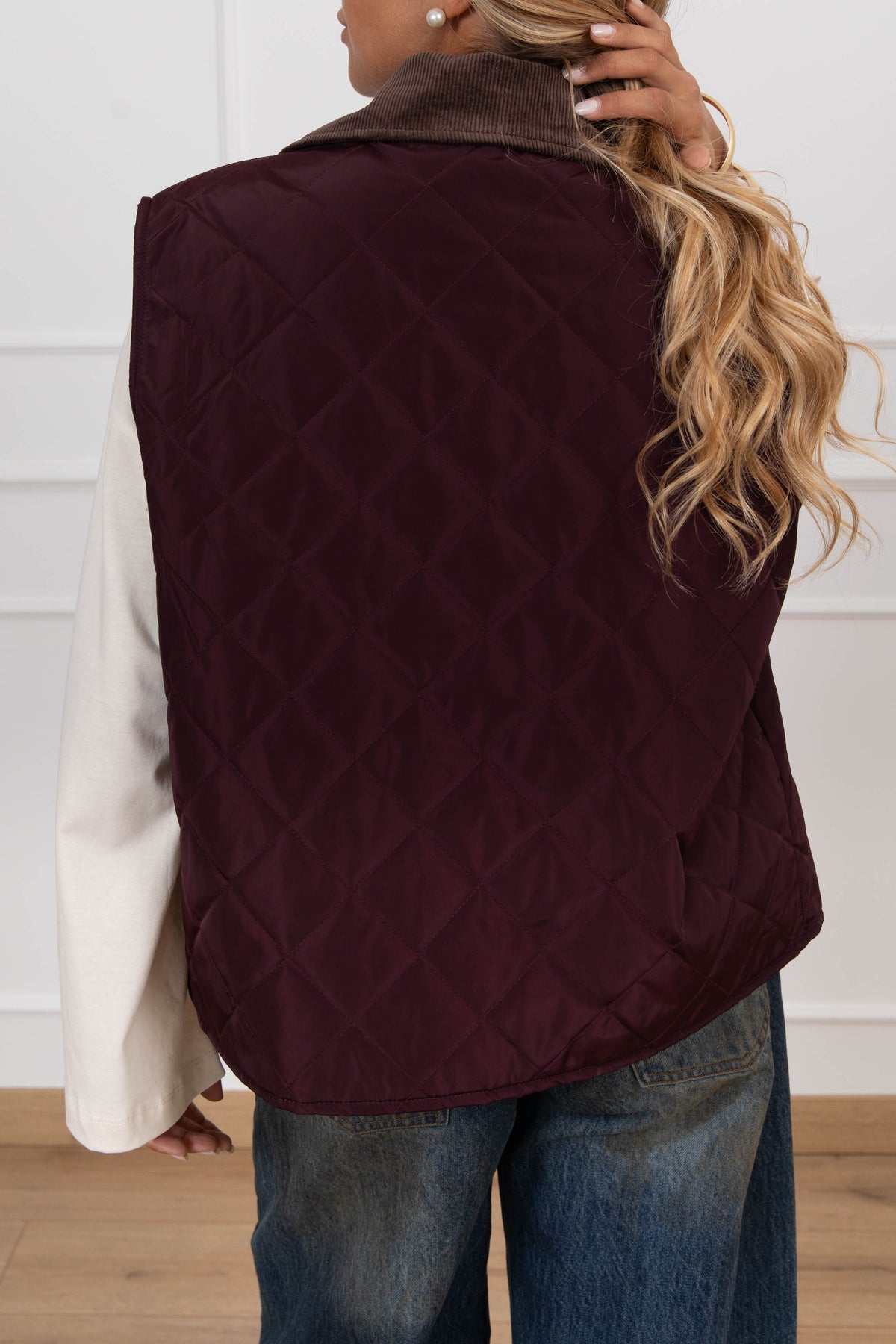 Gilet trapuntato con inserti velluto variante bordeaux Tensione IN