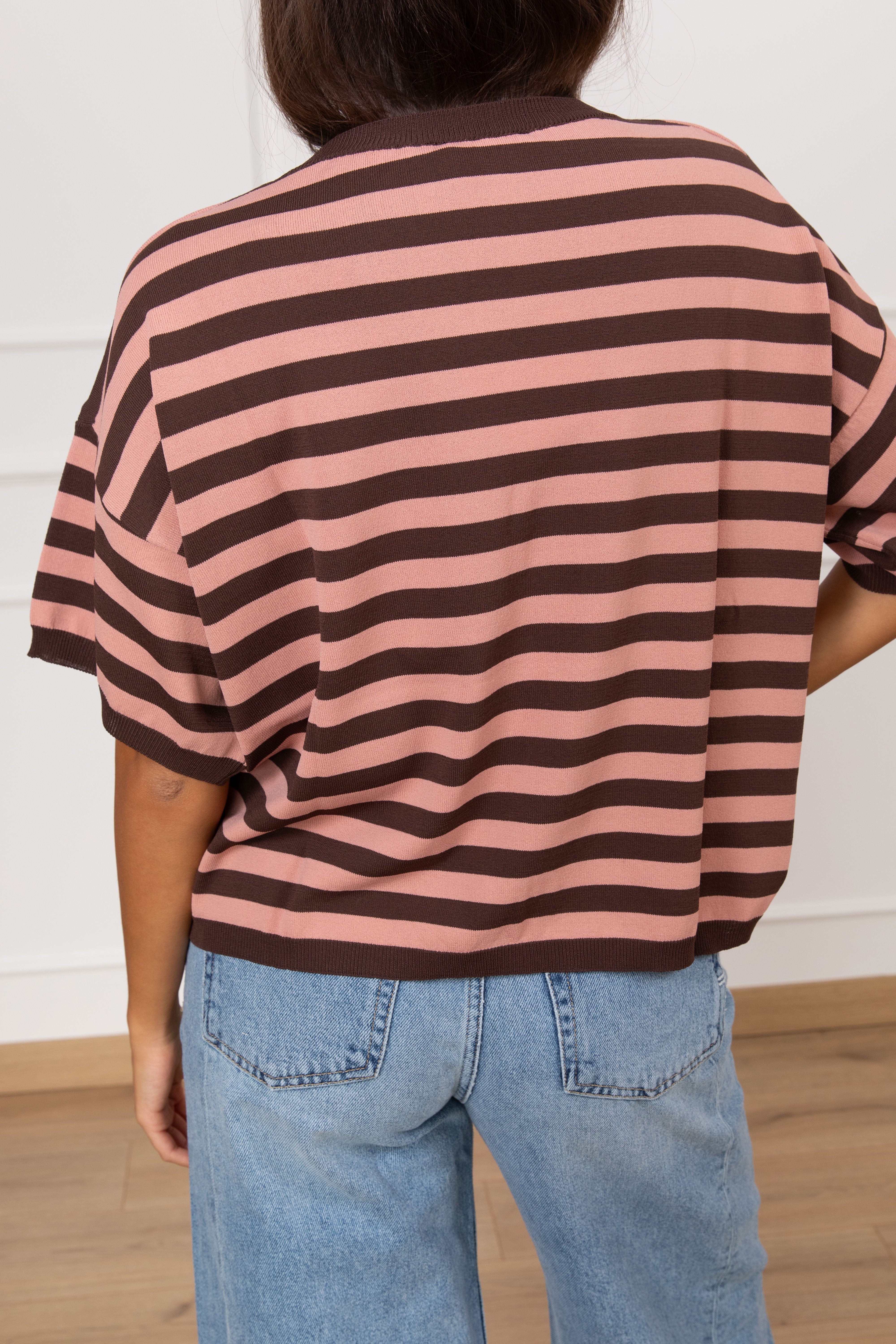 T-shirt in viscosa a righe sottili ViCOLO