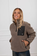 Giacca teddy mezza-zip variante tortora ViCOLO
