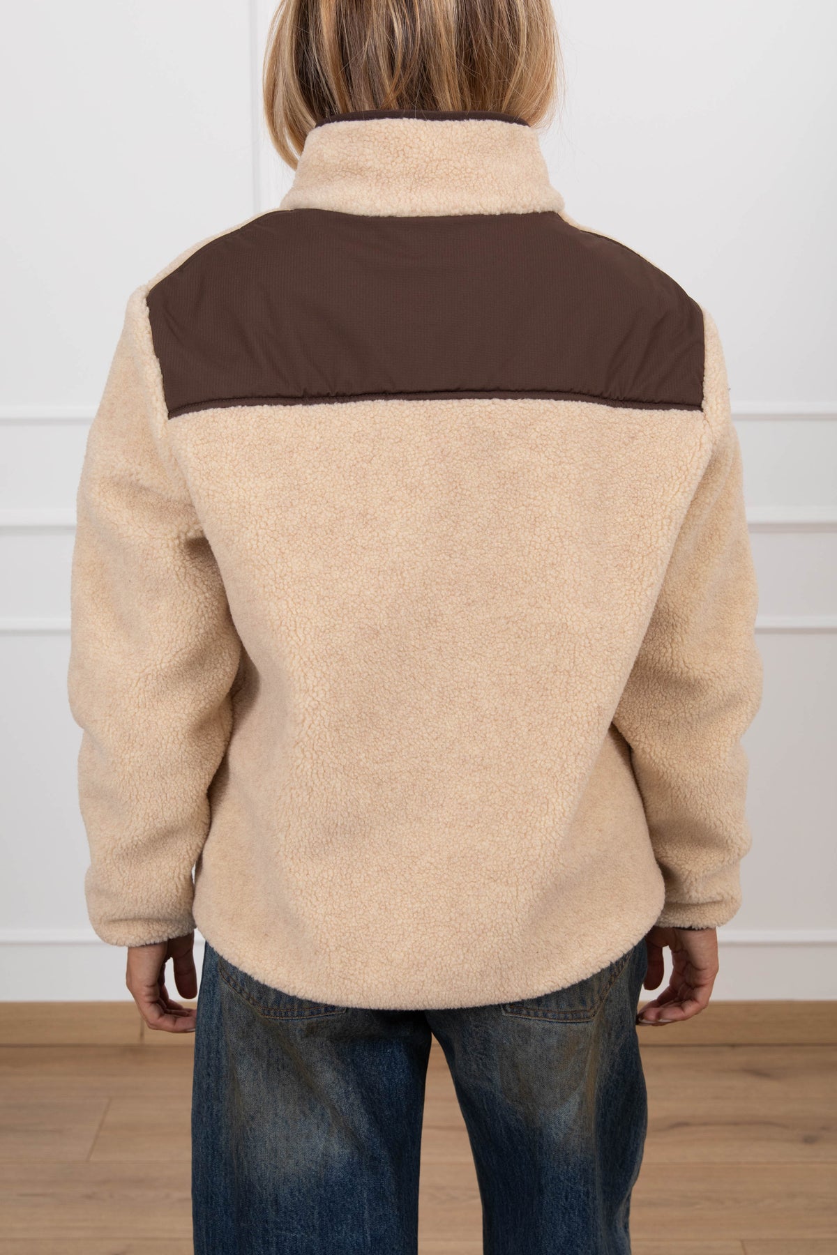 Giacca teddy mezza-zip variante beige ViCOLO