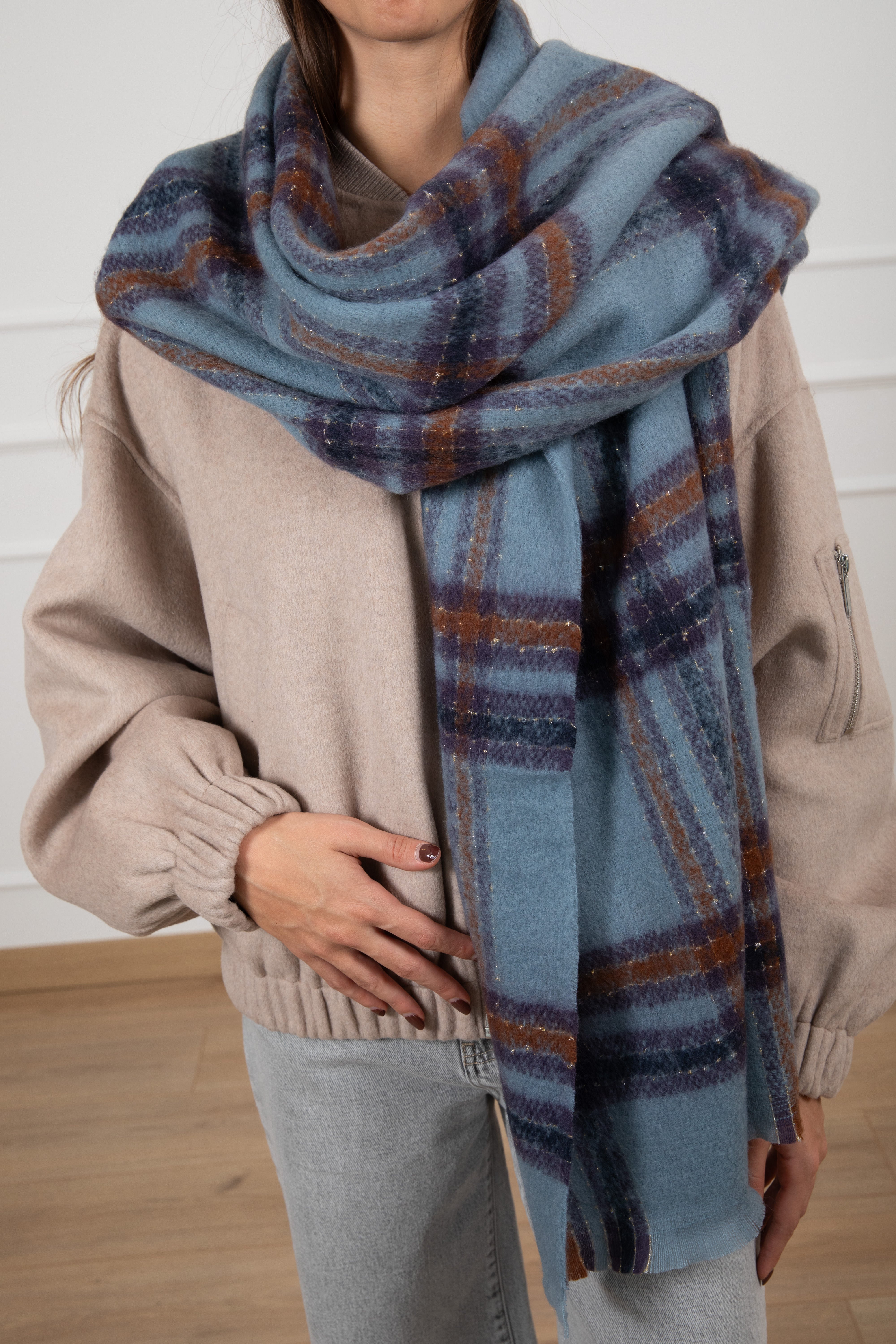 Sciarpa check con filo lurex Susy Mix